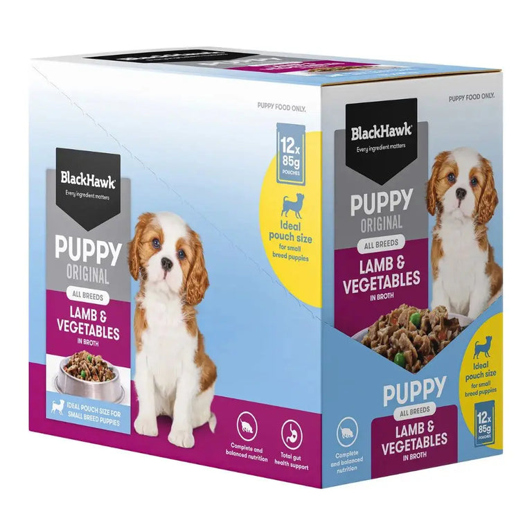 Black Hawk Puppy Wet Food Pouch Lamb & Vegetables (12x85g) Black Hawk