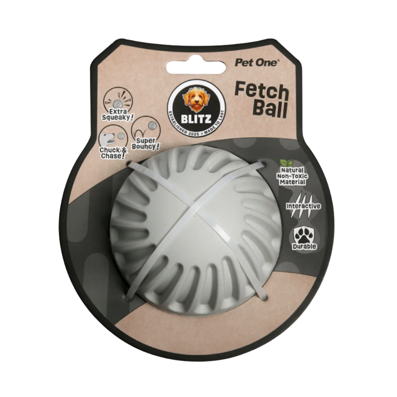 Blitz Rubber Fetch Ball - Grey Blitz