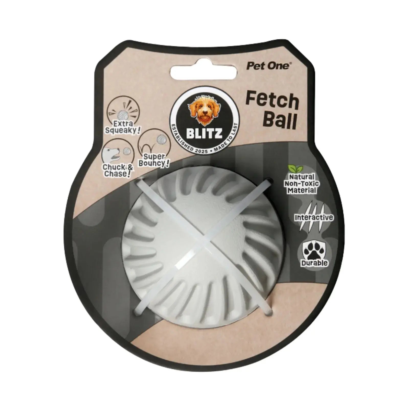 Blitz Rubber Fetch Ball - Grey Blitz