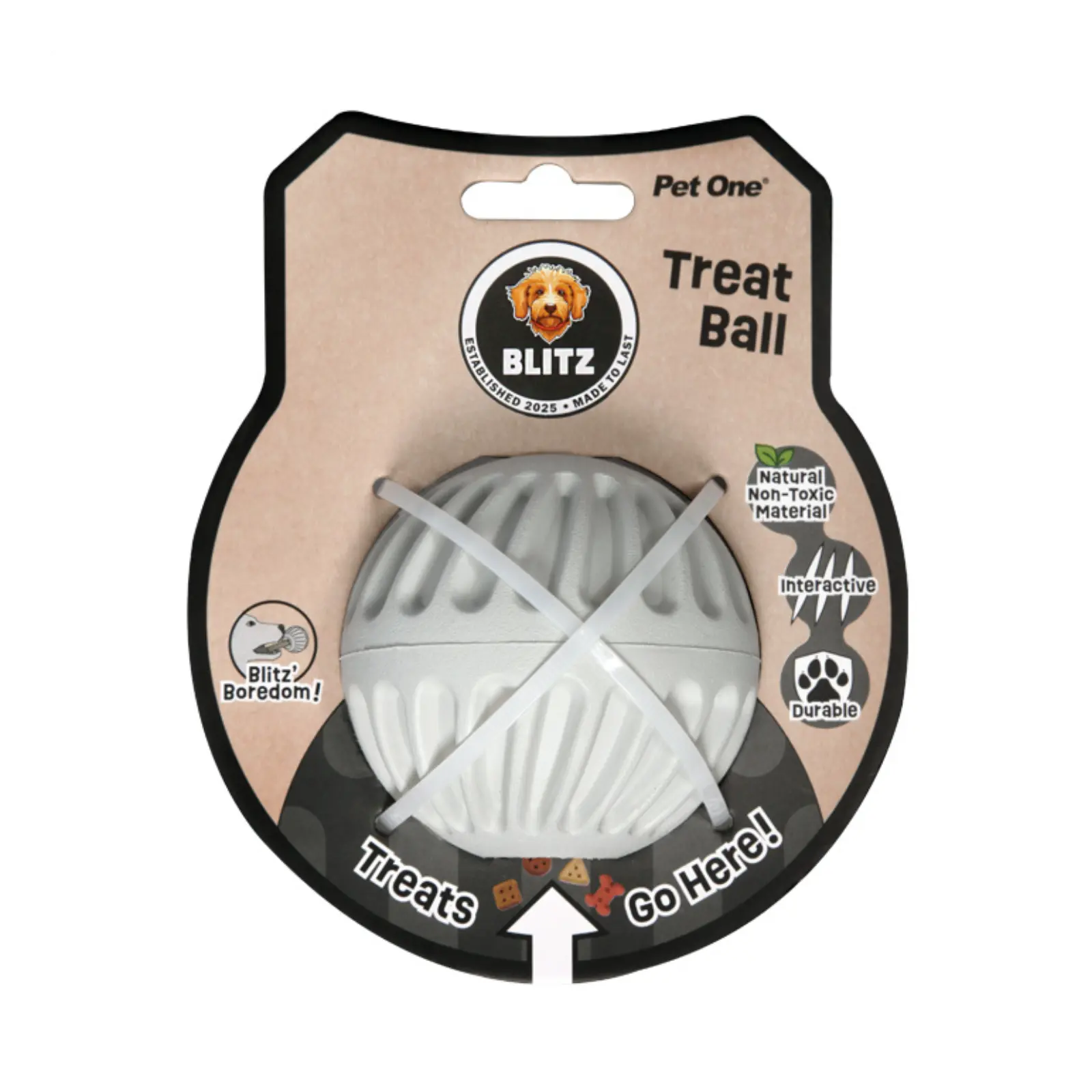 Blitz Rubber Treat Ball - Grey Blitz