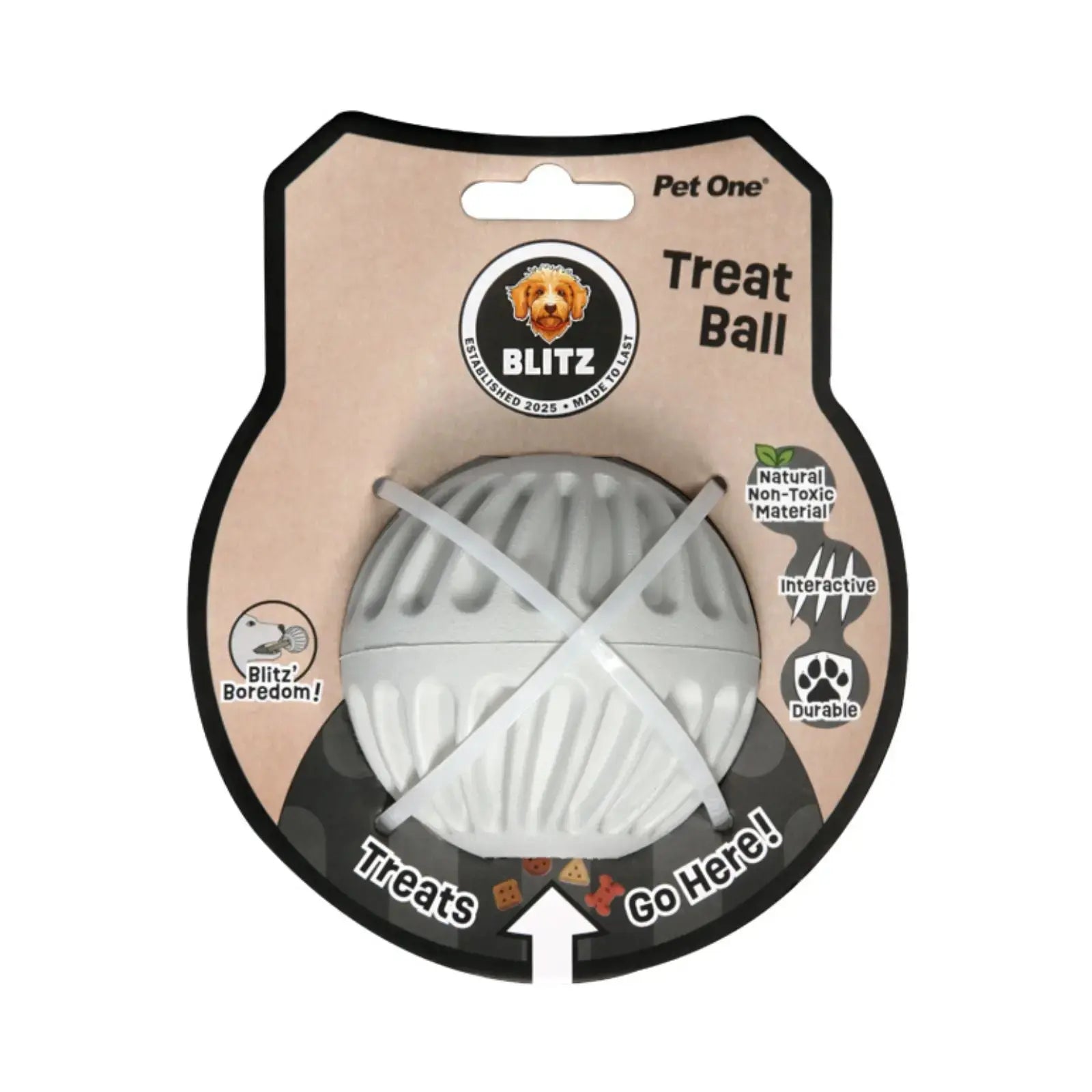 Blitz Rubber Treat Ball - Grey Blitz