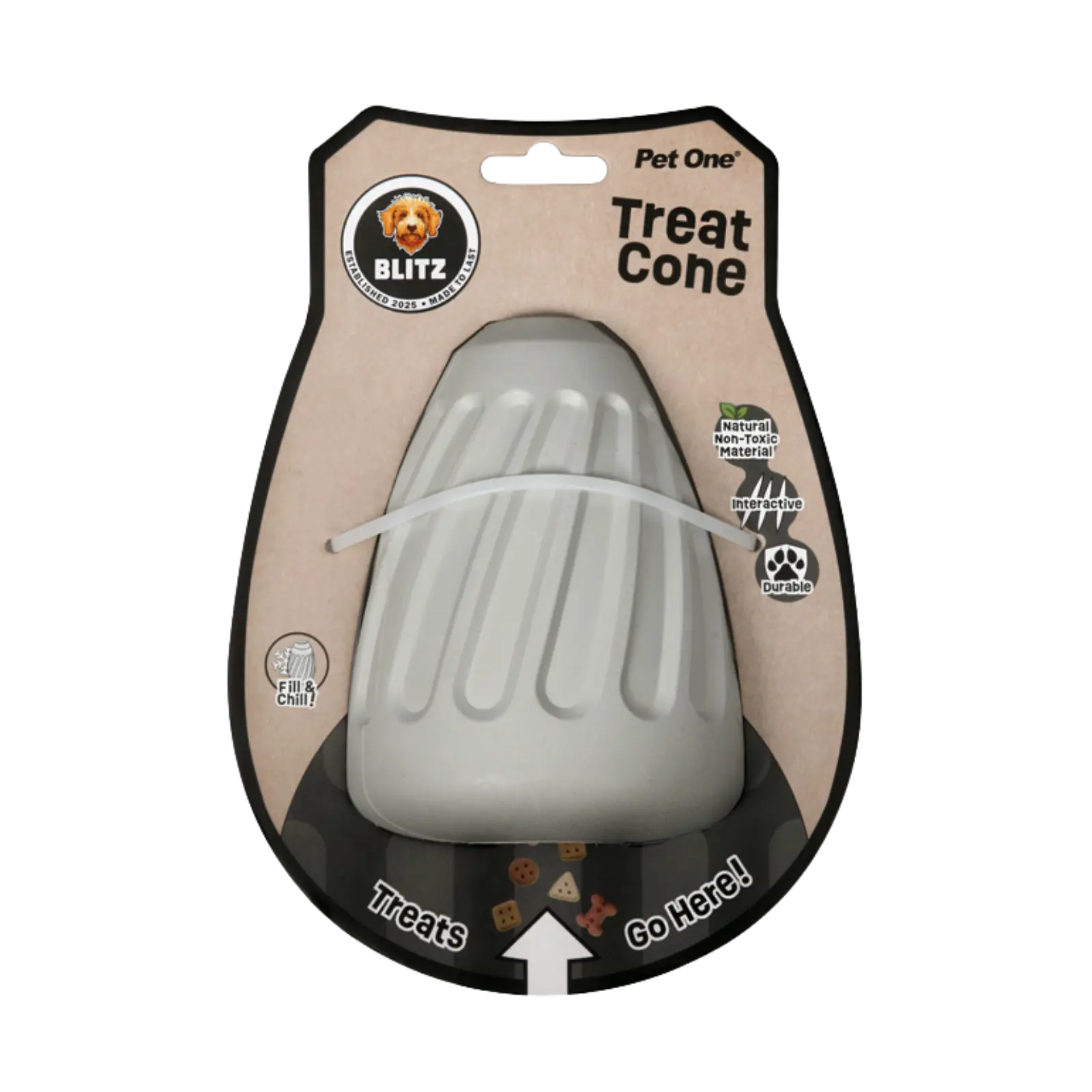 Blitz Rubber Treat Cone - Grey Blitz