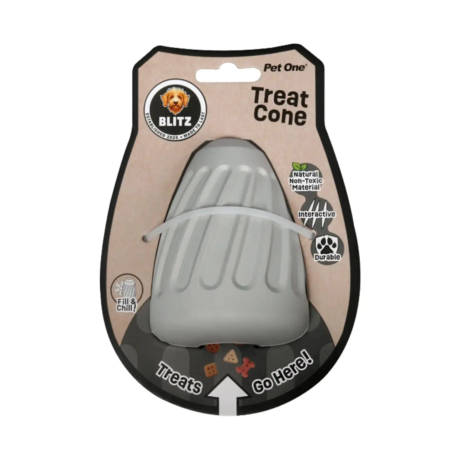 Blitz Rubber Treat Cone - Grey Blitz