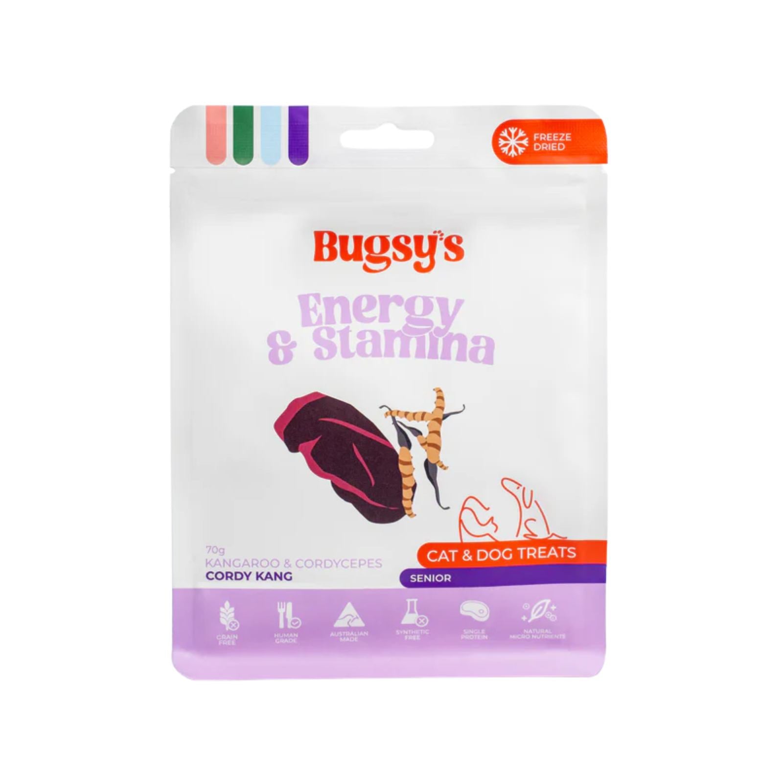 Bugsy's Freeze-Dried Energy & Stamina Kangaroo & Cordycepes Dog & Cat Treat