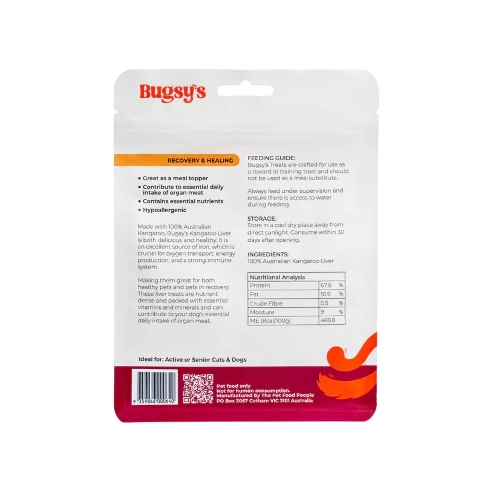 Bugsy's Kangaroo Liver Dog Treat - 70g