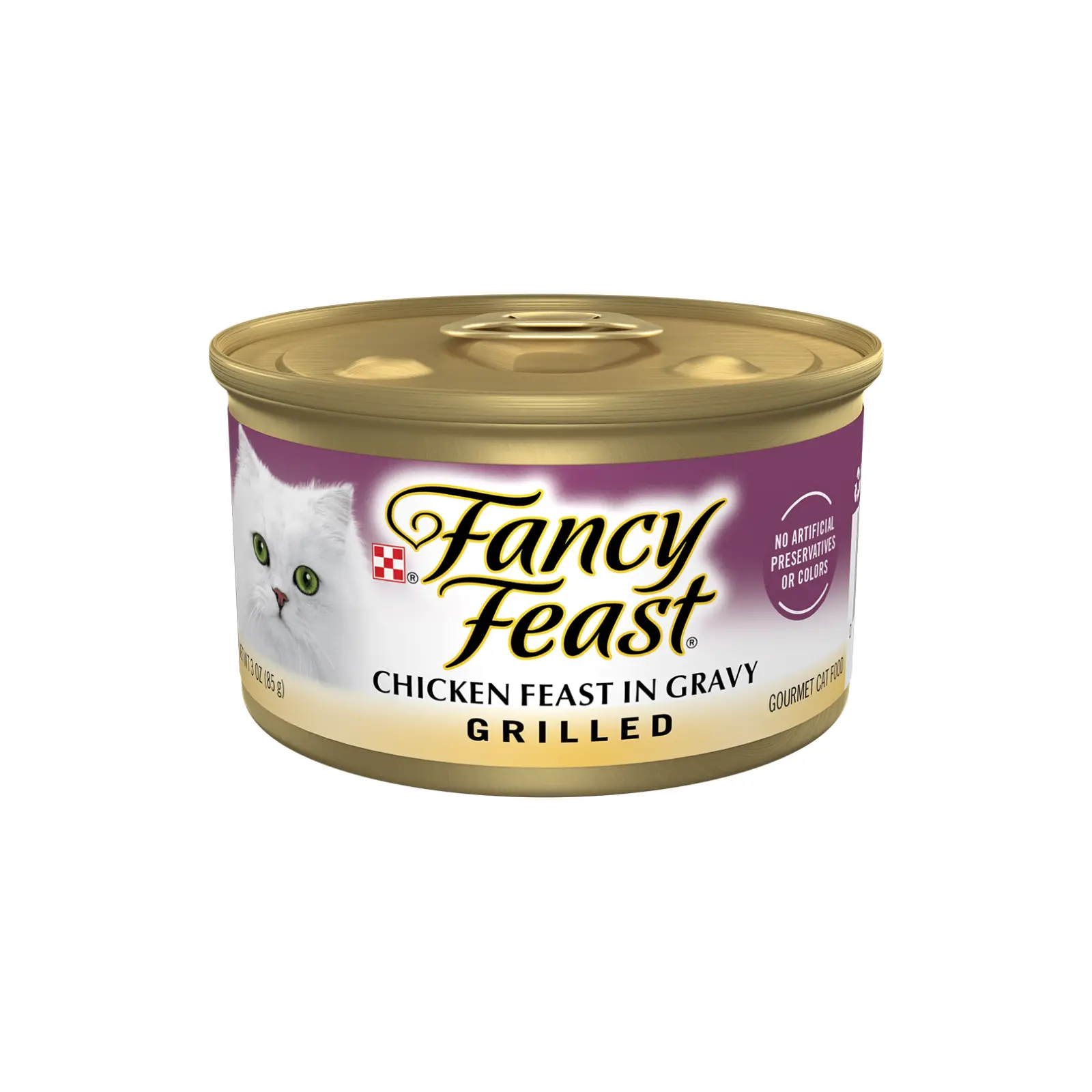 Fancy Feast Cat Food Can Adult Grilled Chicken Feast in Gravy - Tray Packaging Fancy Feast