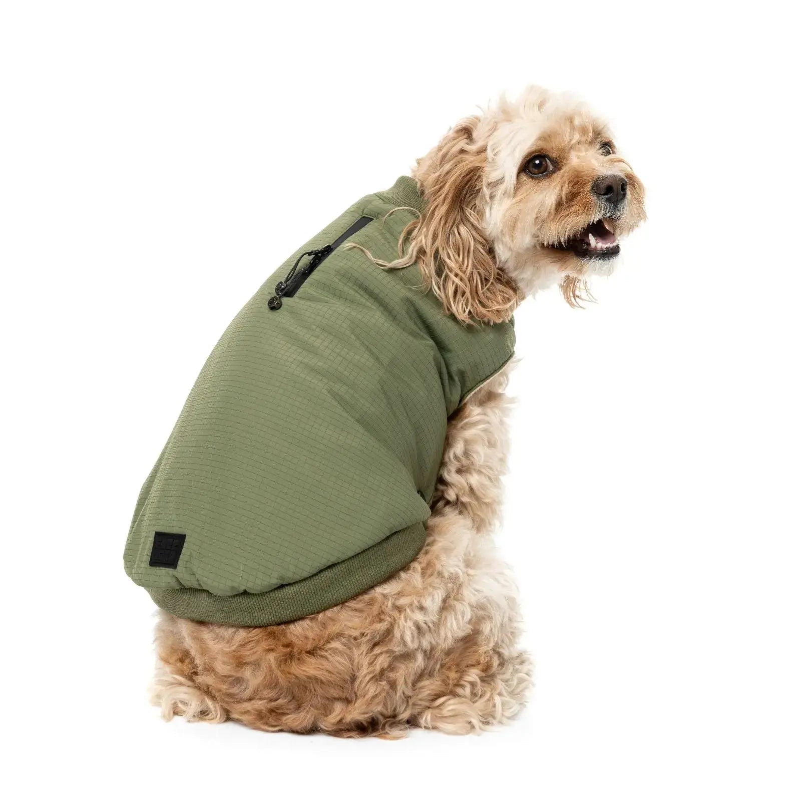Fuzzyard Bomber Jacket  Dog Coat - Khaki Green Fuzzyard