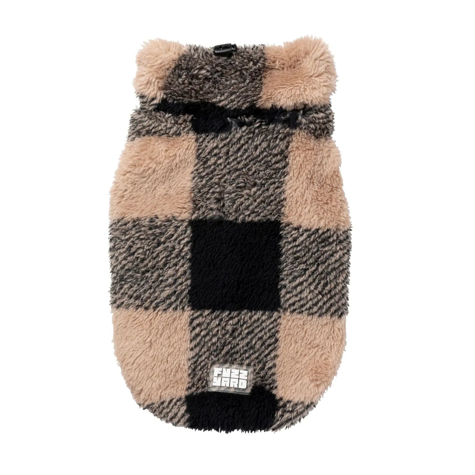 Fuzzyard Checkered Teddy Sweater  Dog Coat - Black/Beige Fuzzyard