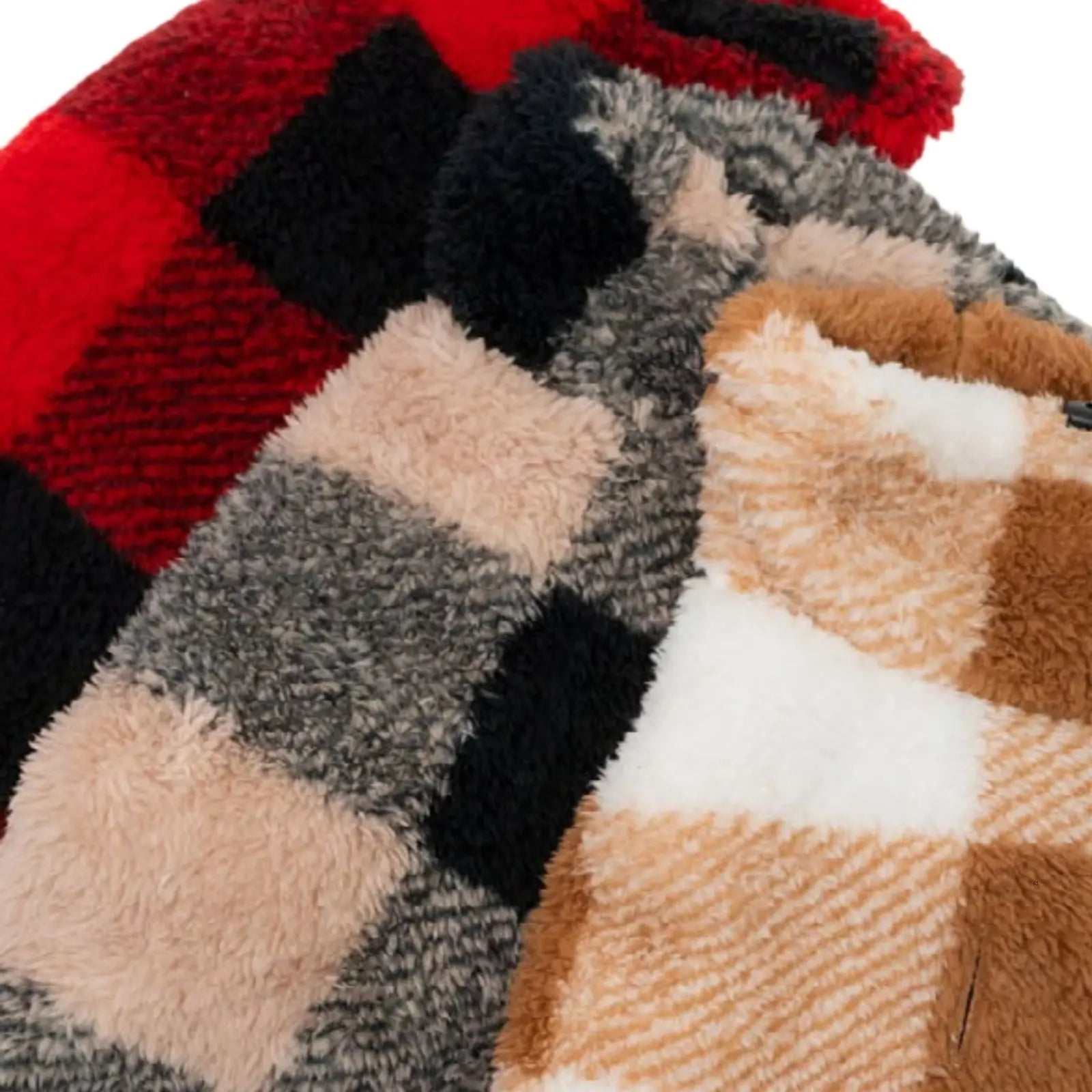 Fuzzyard Checkered Teddy Sweater  Dog Coat - Black/Beige Fuzzyard