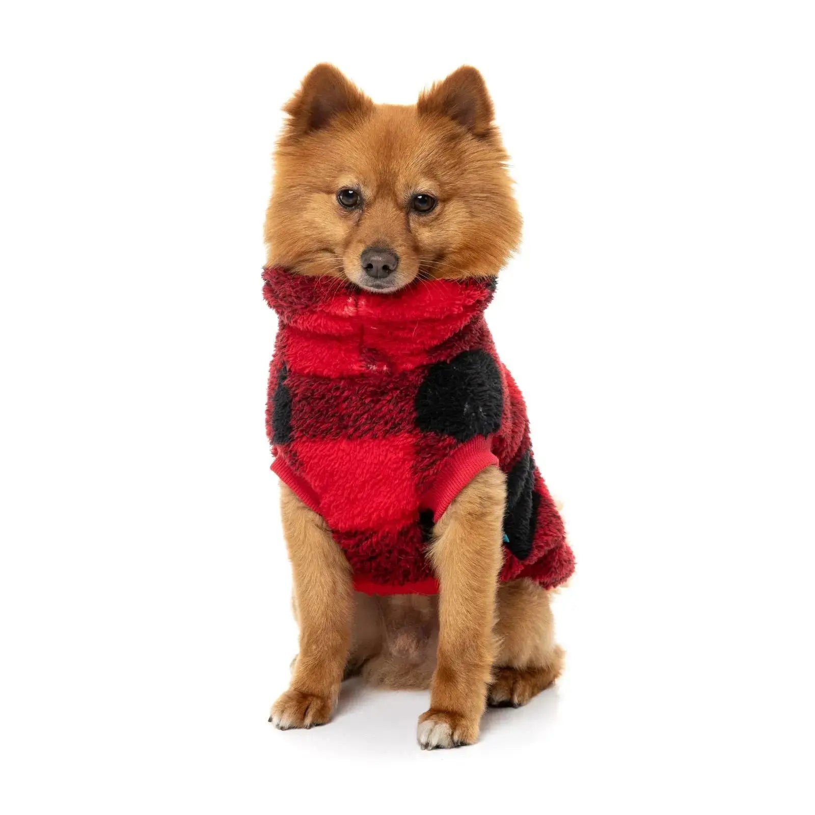 Fuzzyard Checkered Teddy Sweater  Dog Coat - Red Fuzzyard