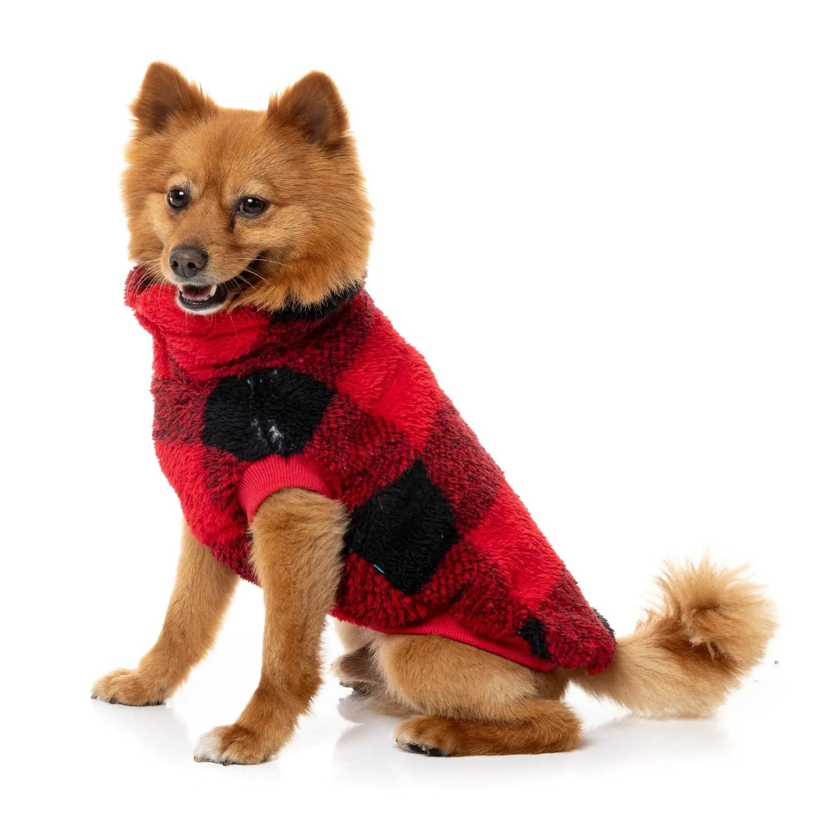 Fuzzyard Checkered Teddy Sweater  Dog Coat - Red Fuzzyard