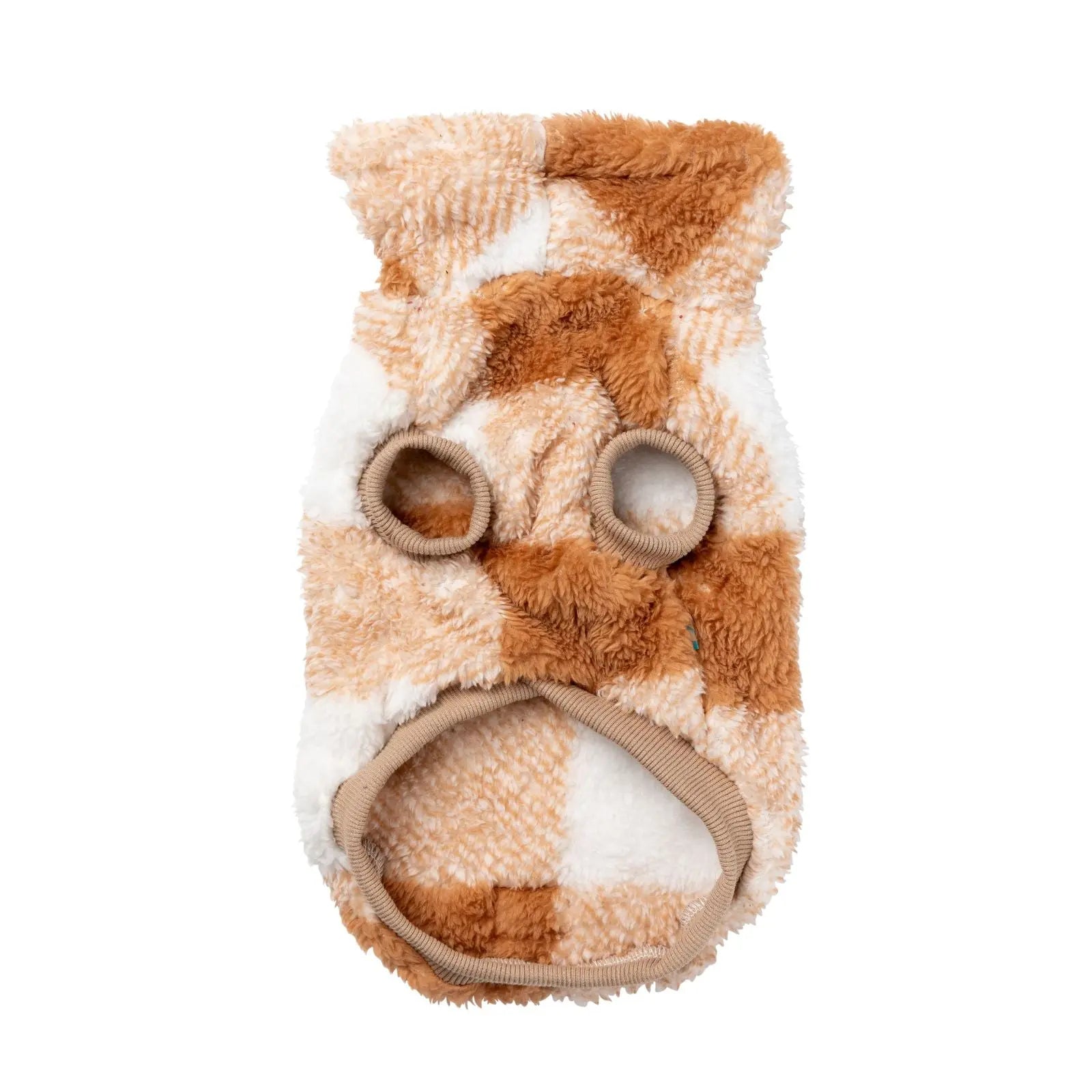 Fuzzyard Checkered Teddy Sweater  Dog Coat - Tan Fuzzyard