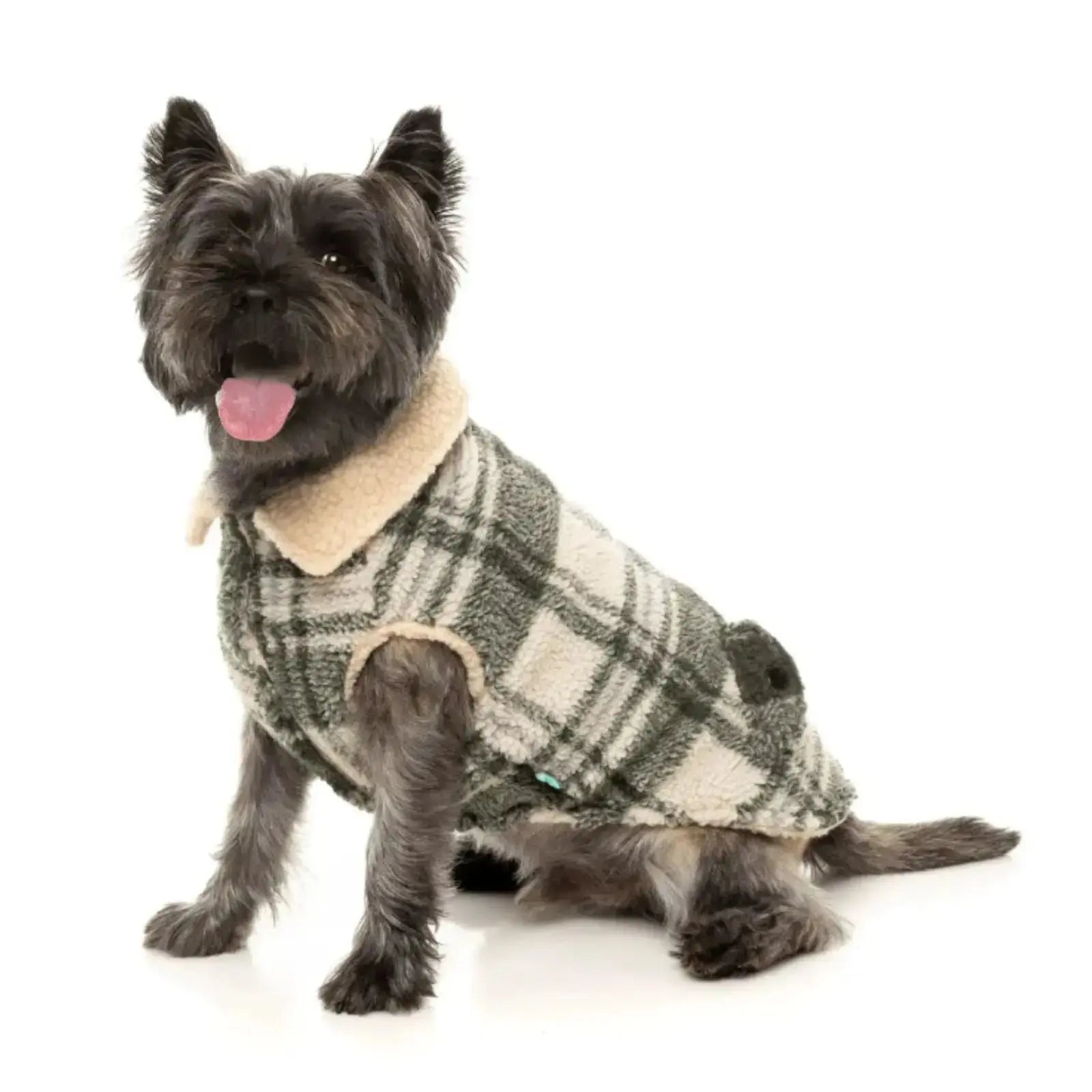 Fuzzyard The Lumberjack  Dog Coat - Money Green/Cream Fuzzyard