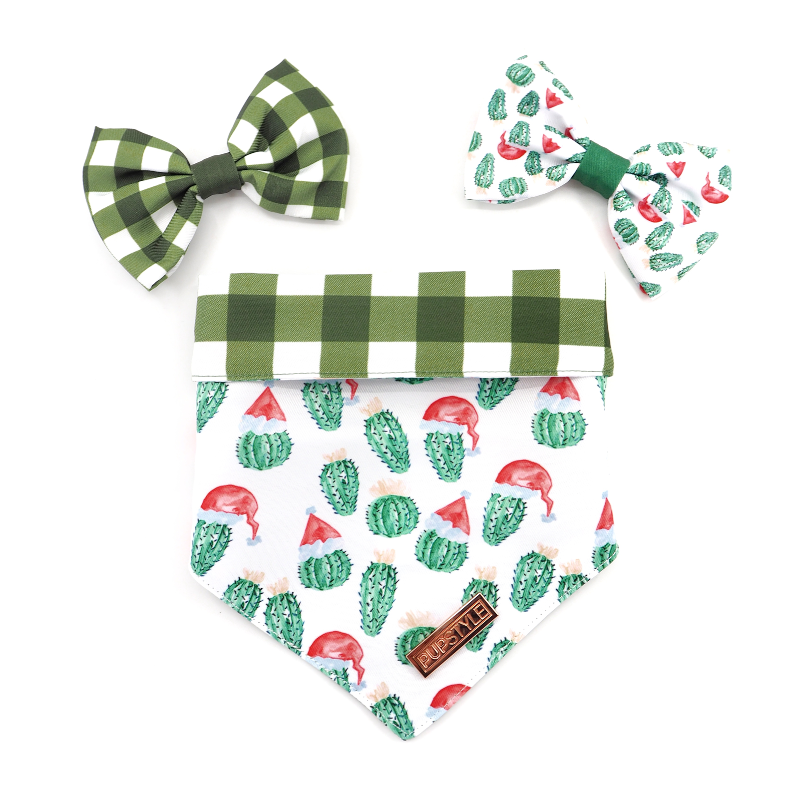 Pupstyle Xmas Dog Bow Tie Green Gingham