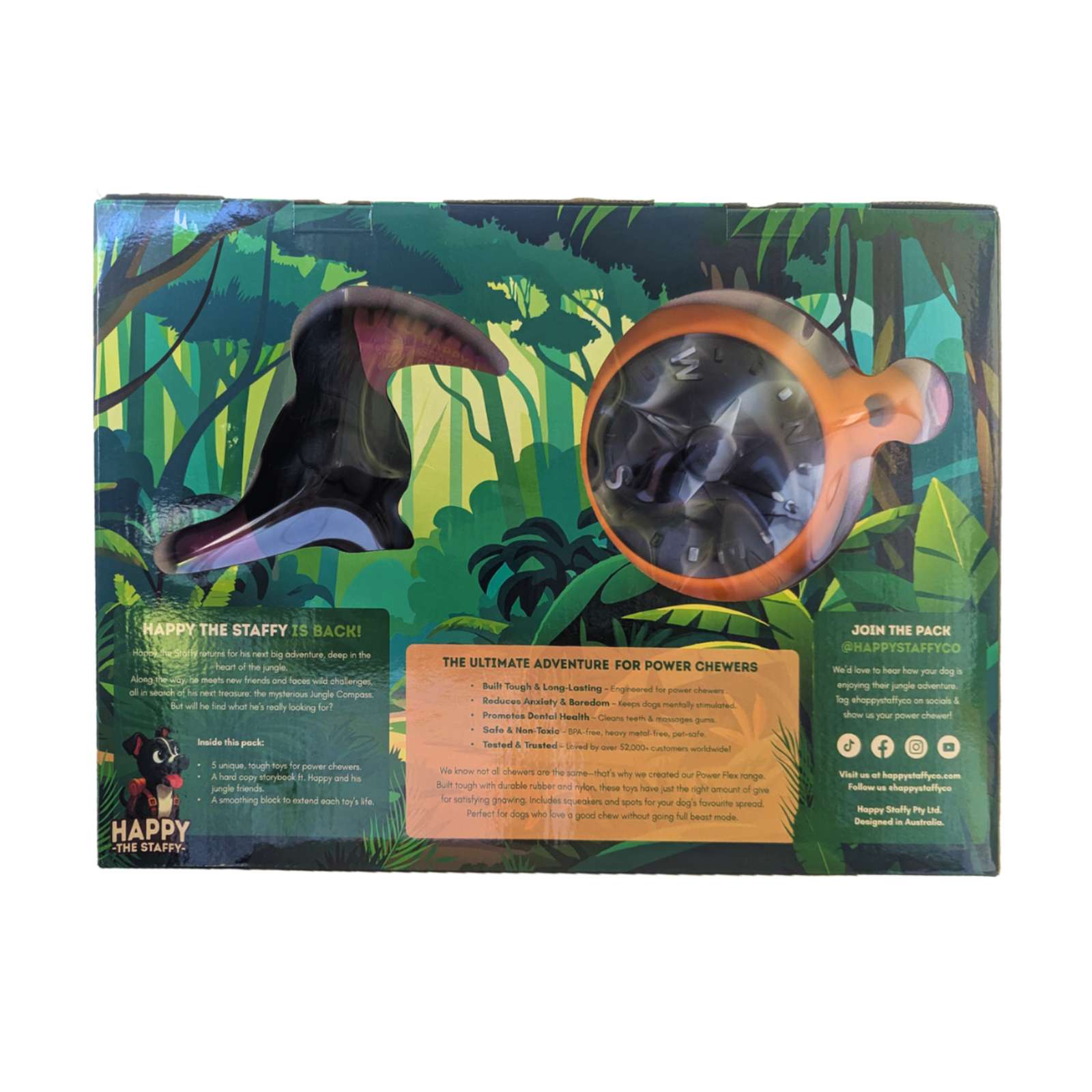Happy Staffy Co. PowerFlex Jungle Collection Dog Toys (Gift box)