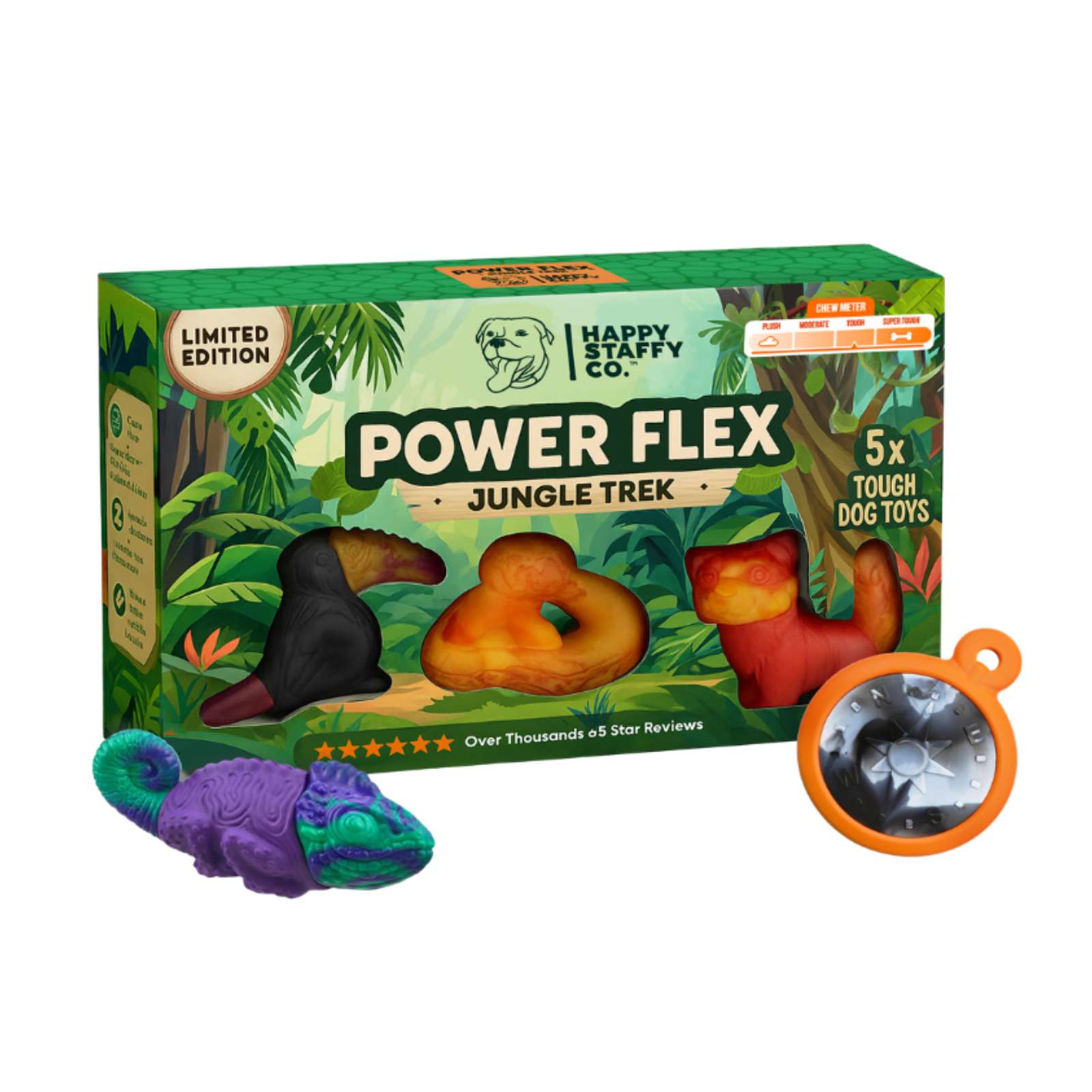 Happy Staffy Co. PowerFlex Jungle Collection Dog Toys (Gift box)