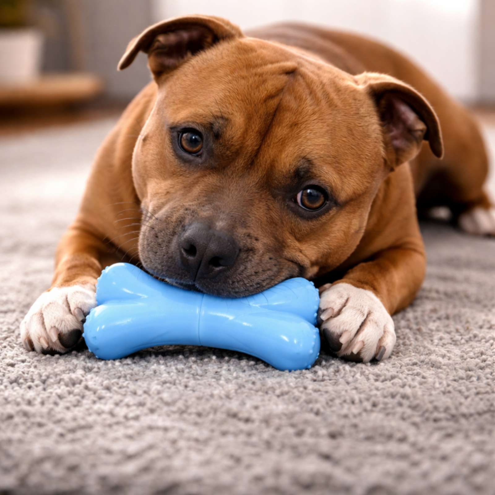 Happy Staffy Co. Chewzilla Musical Bone Tough Dog Toy