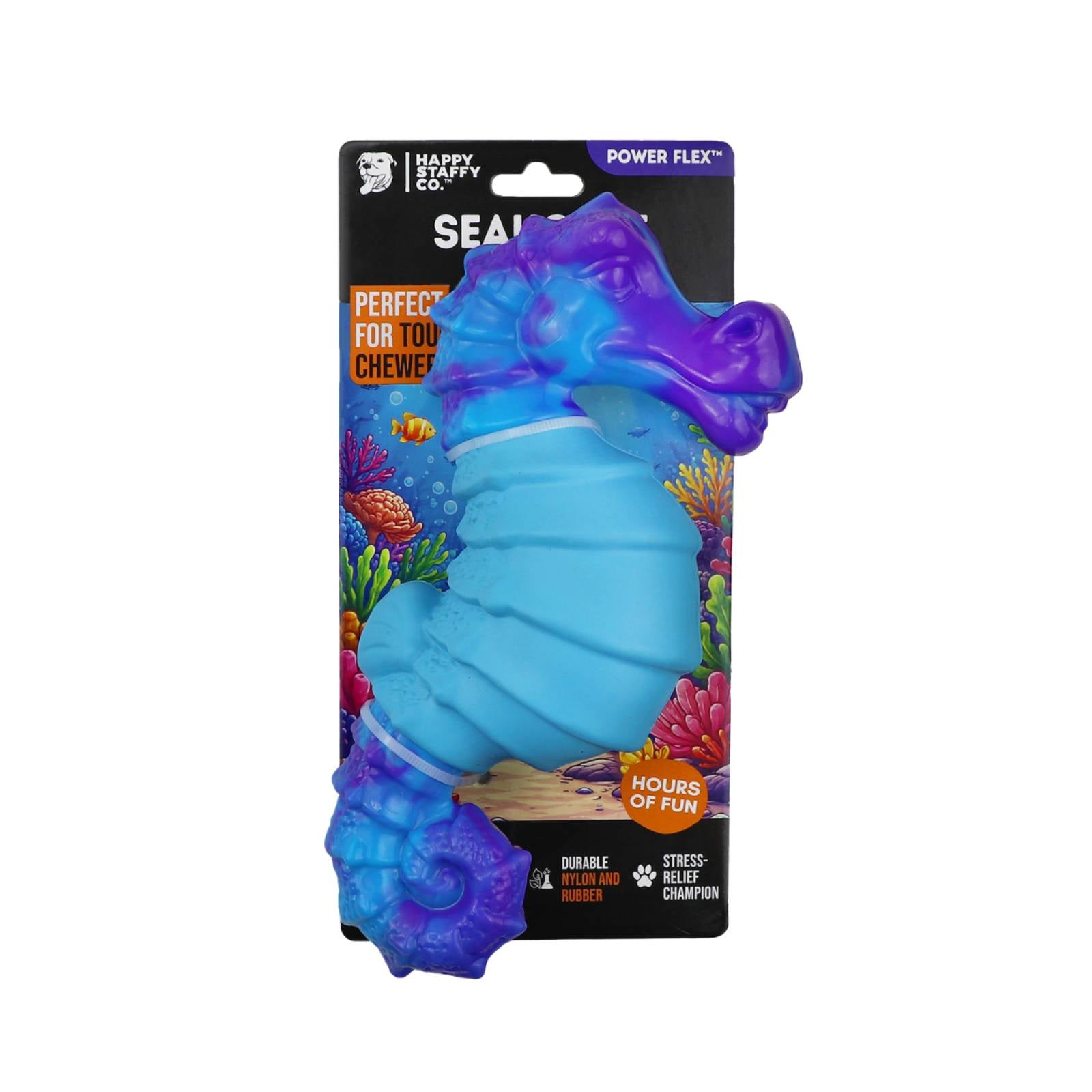 Happy Staffy Co. Seahorse Splash Tough Dog Toy