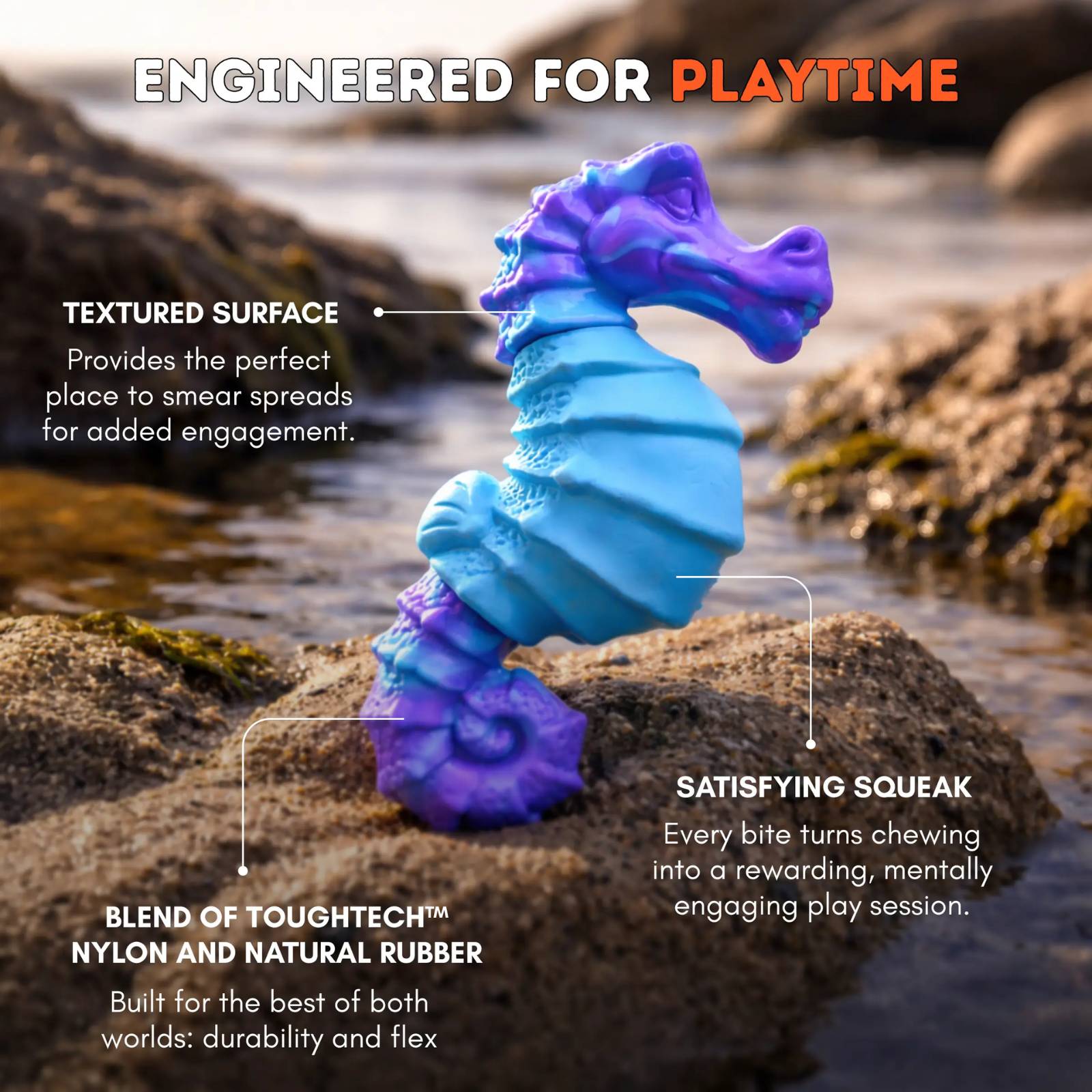 Happy Staffy Co. Seahorse Splash Tough Dog Toy