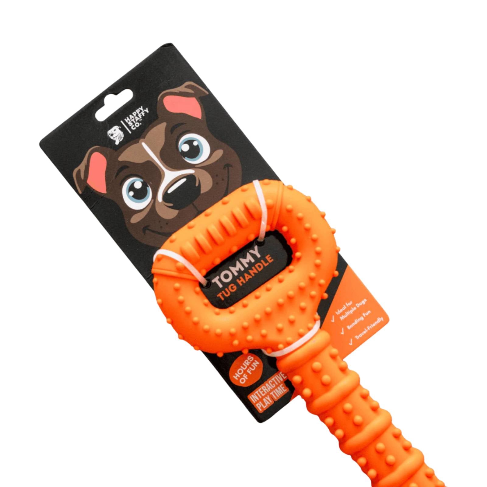 Happy Staffy Co. Tommy Tug Handle Orange Dog Toy