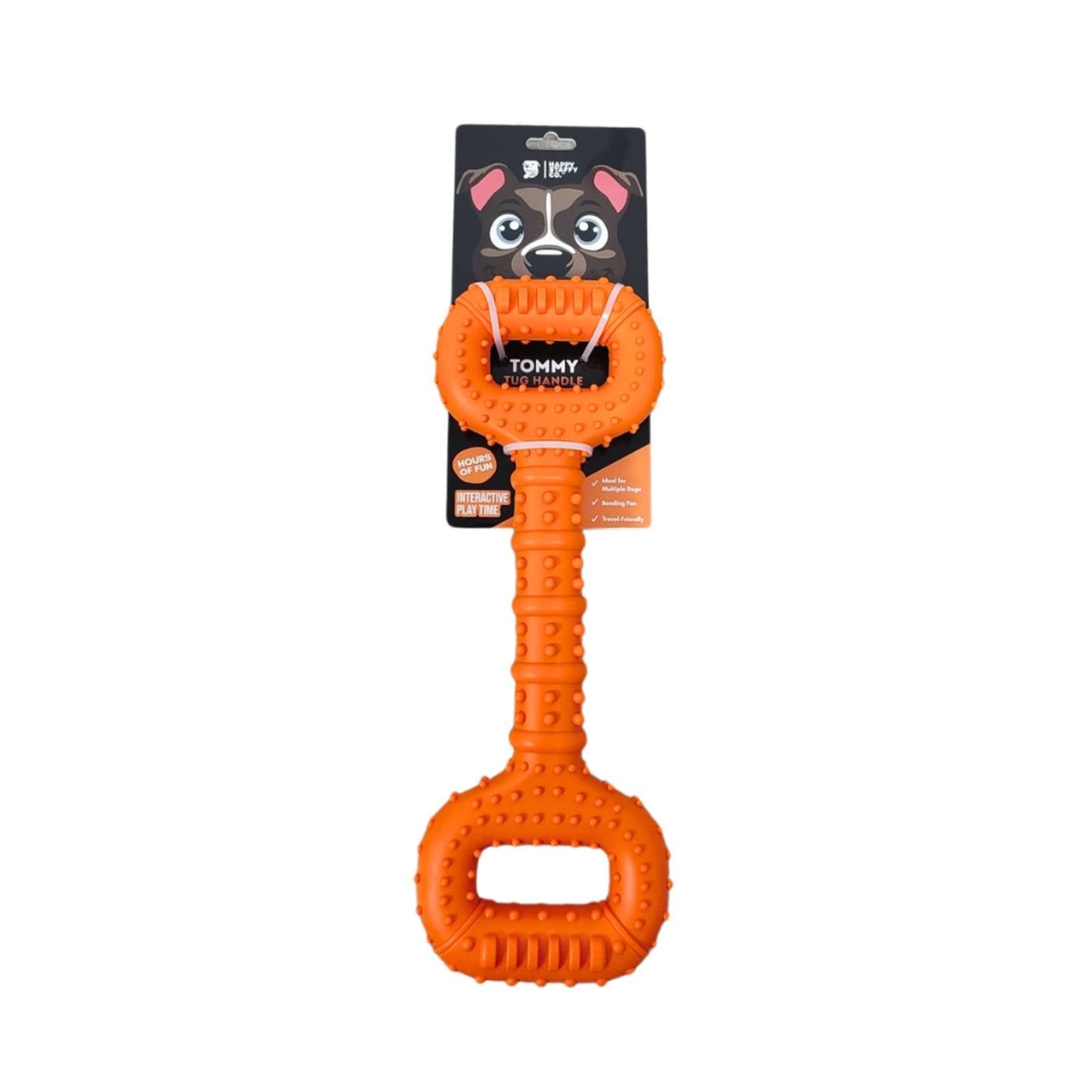 Happy Staffy Co. Tommy Tug Handle Orange Dog Toy