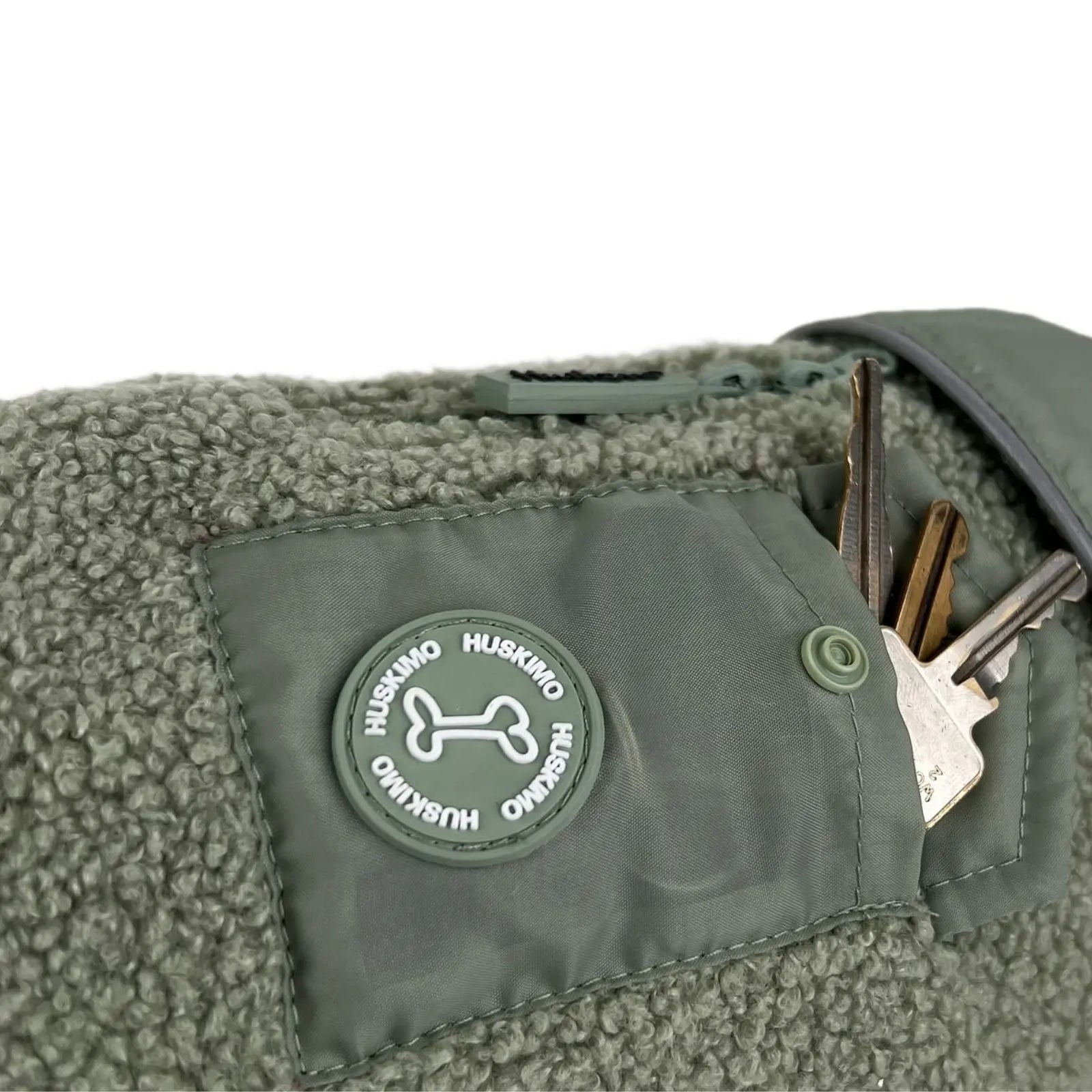 Huskimo Boucle – Gum Leaf Green Warm Winter Dog Jacket (Dachshund Fit) Huskimo