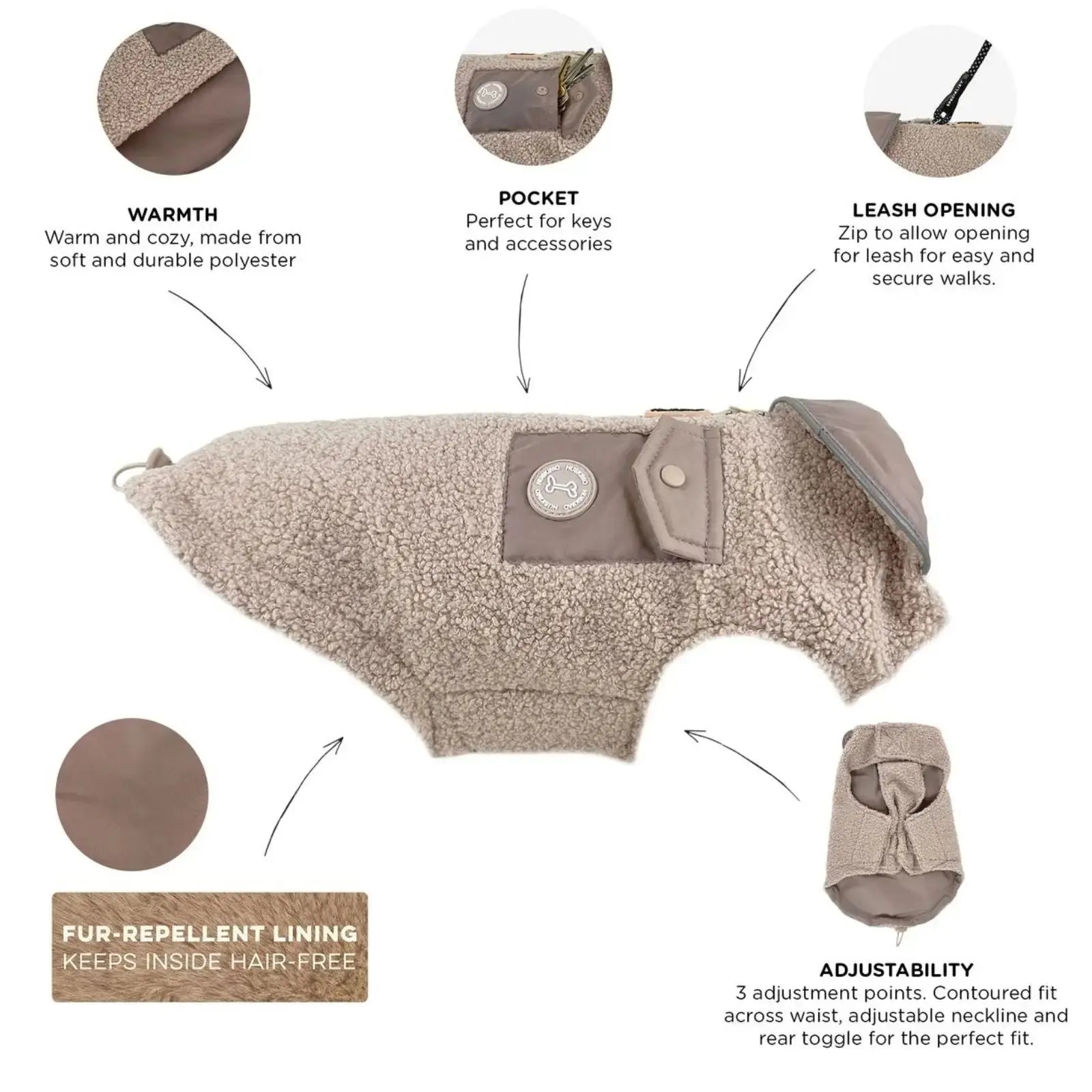 Huskimo Boucle – Oatmeal Warm Winter Dog Jacket Huskimo