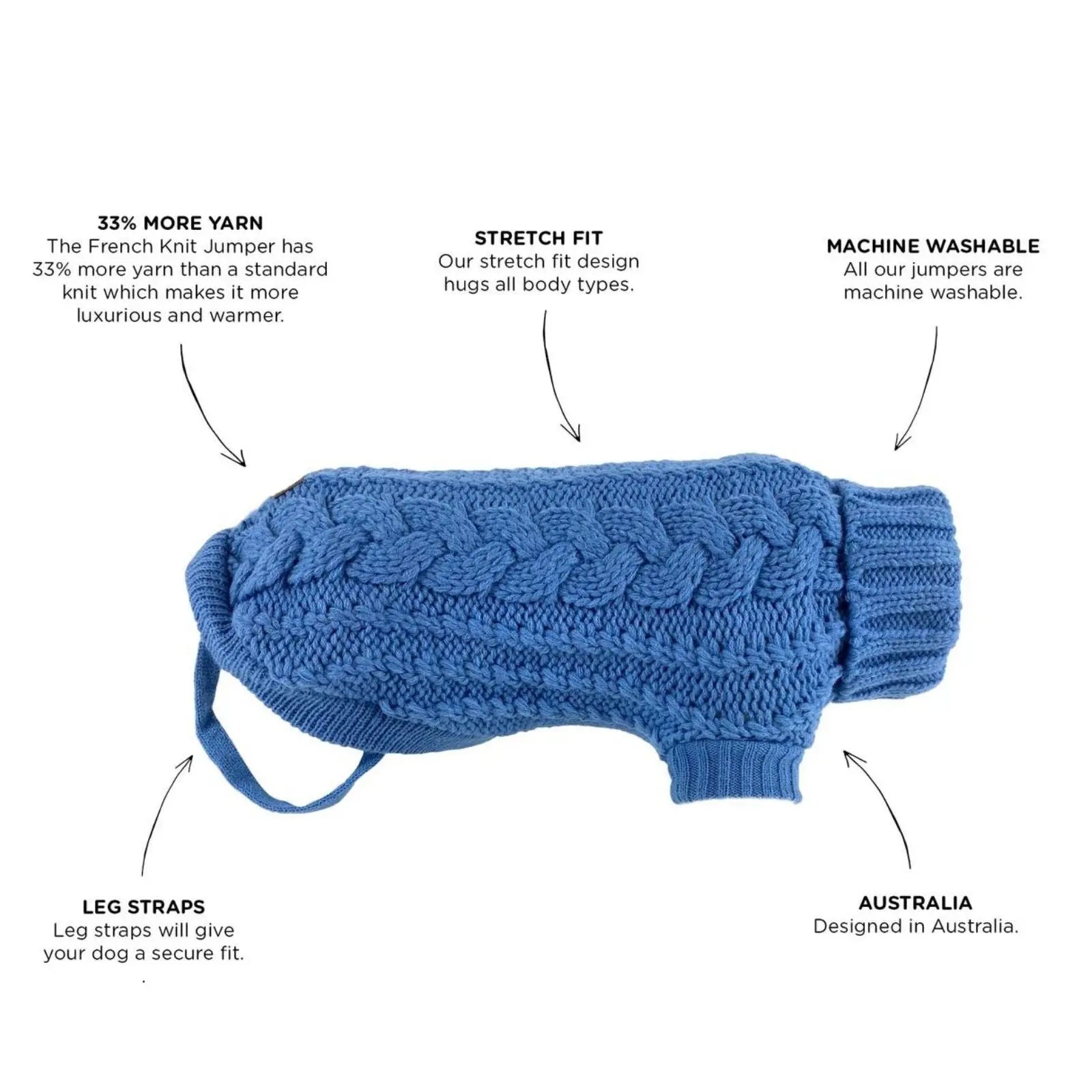 Huskimo French Knit – Indigo Blue Soft Stretch Dog Jumper Huskimo