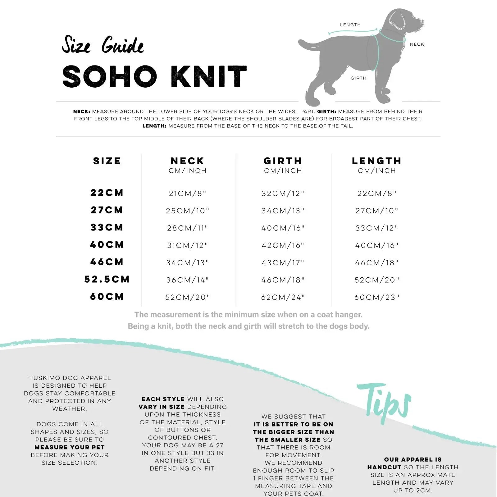 Huskimo Soho Knit – Cyan Crush Stretch Fit Dog Jumper Huskimo