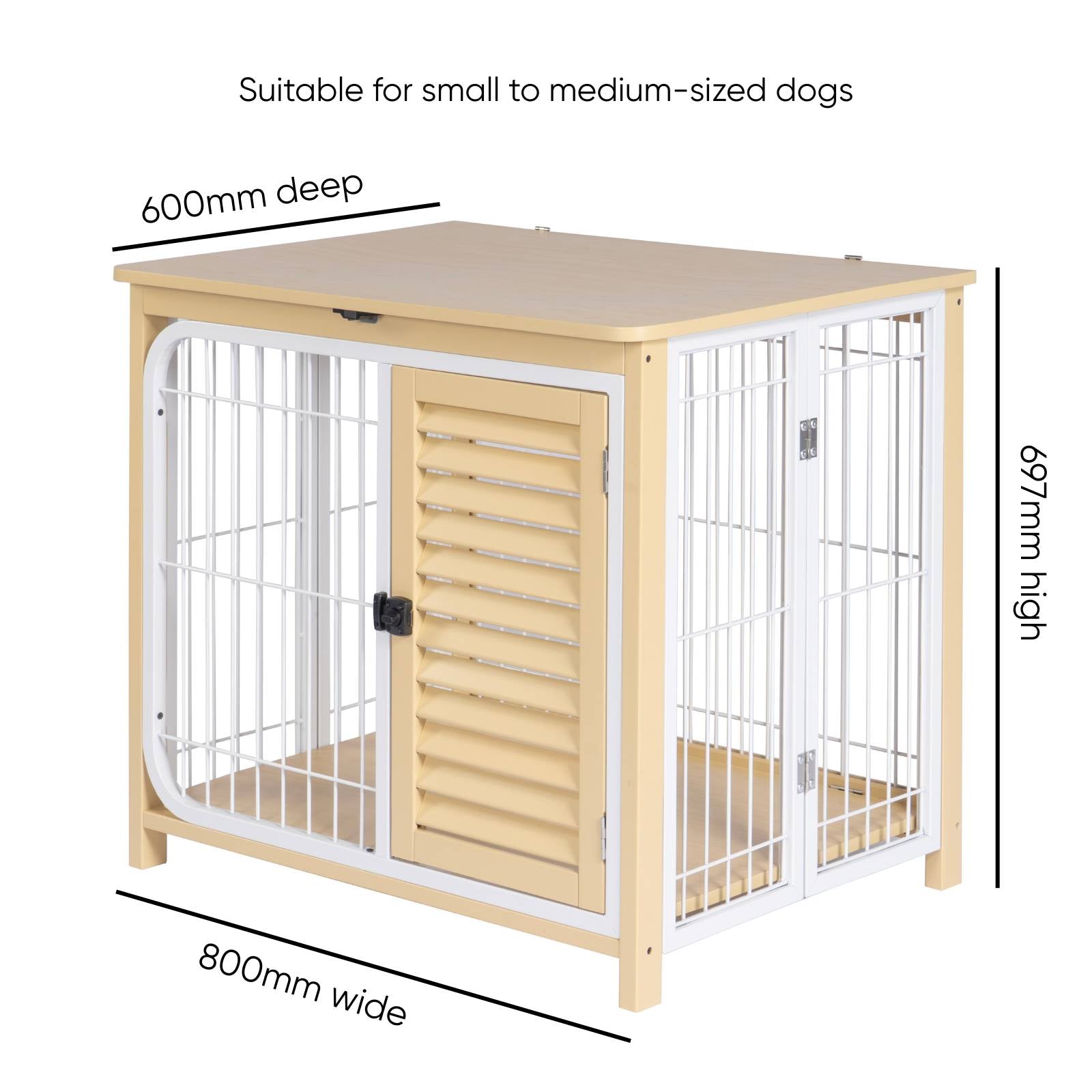 KPets Indoor Furniture Foldable Dog Crate - White