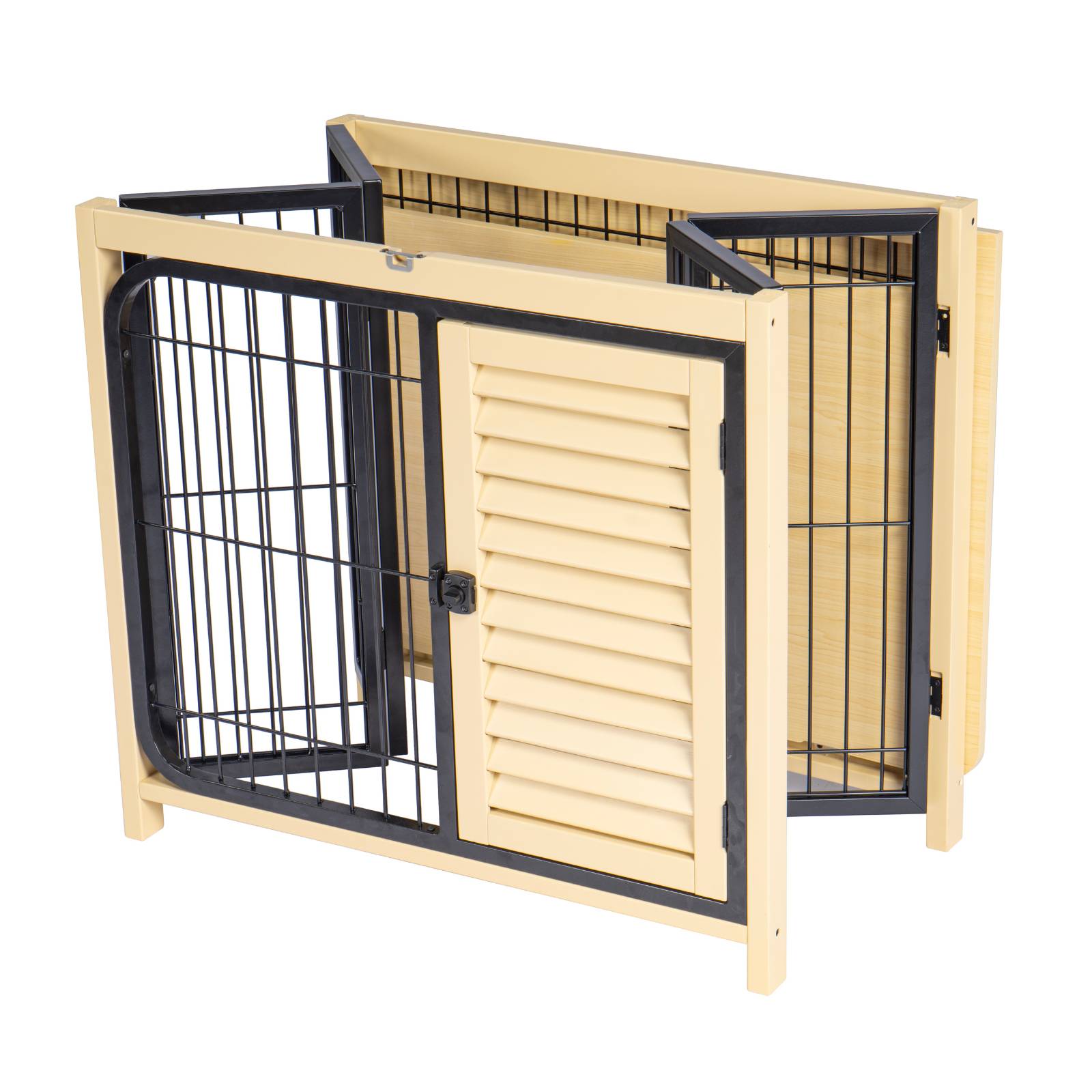 KPets Indoor Furniture Foldable Dog Crate - Black