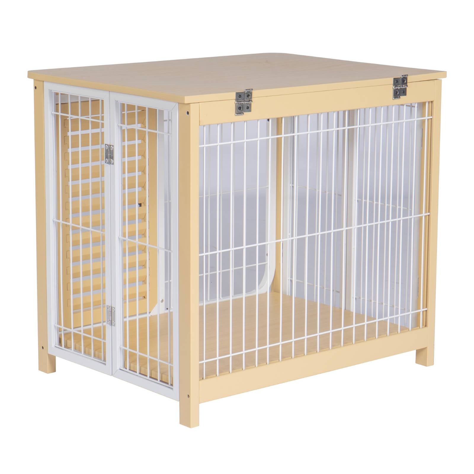 KPets Indoor Furniture Foldable Dog Crate - White