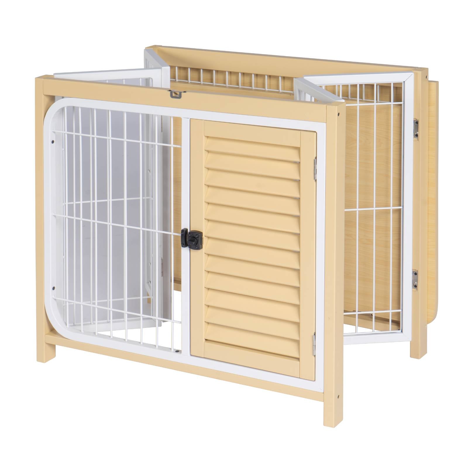 KPets Indoor Furniture Foldable Dog Crate - White