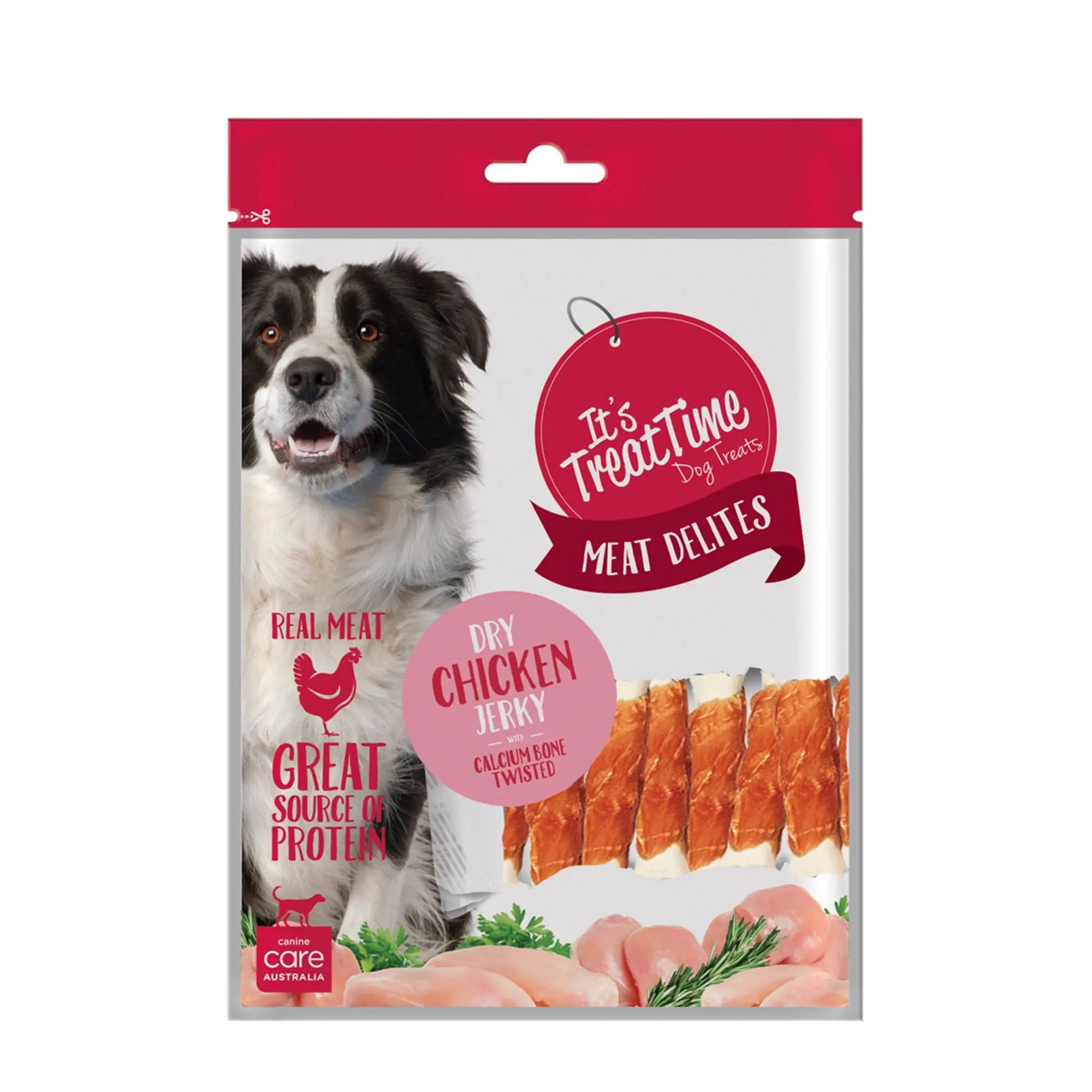 It's Treat Time Meat Delites Chicken Jerky with Calcium Twisted Bones - Kellyville Pets