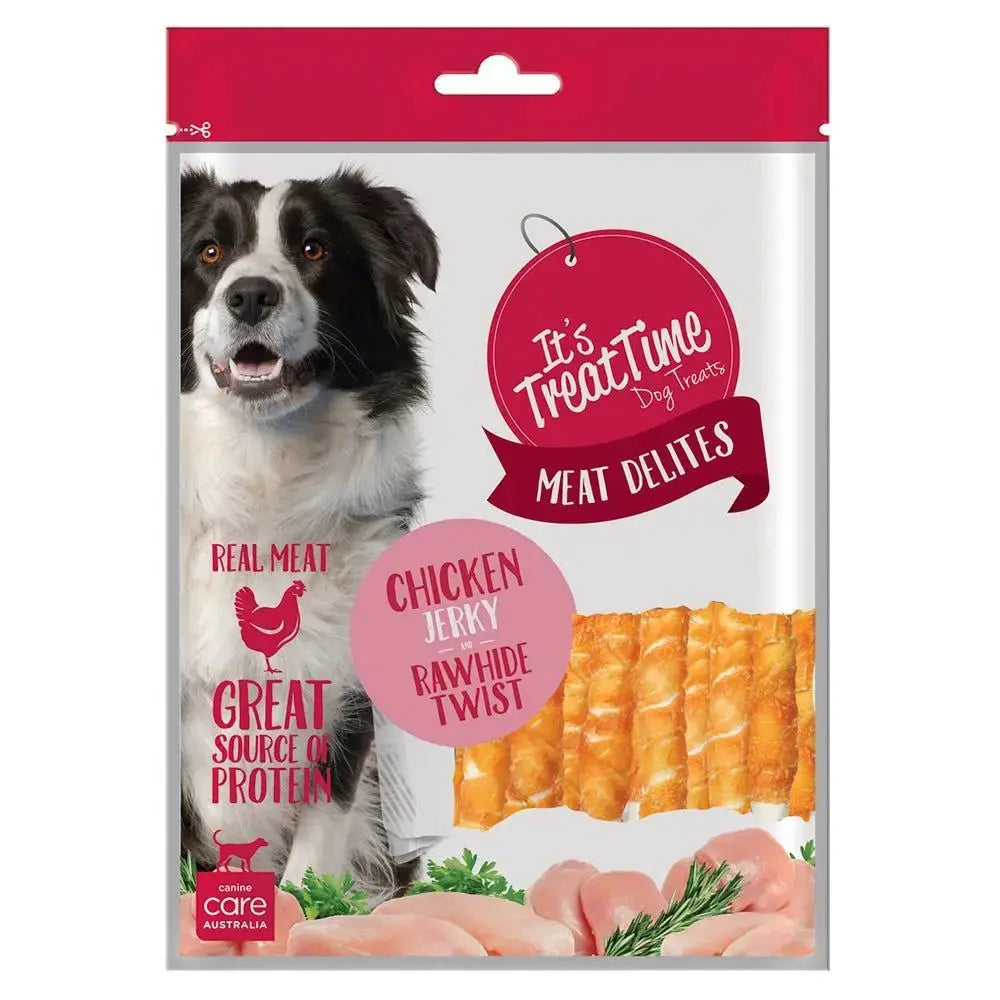 It's Treat Time Meat Delites Chicken Jerky with Rawhide Twist Its Treat Time