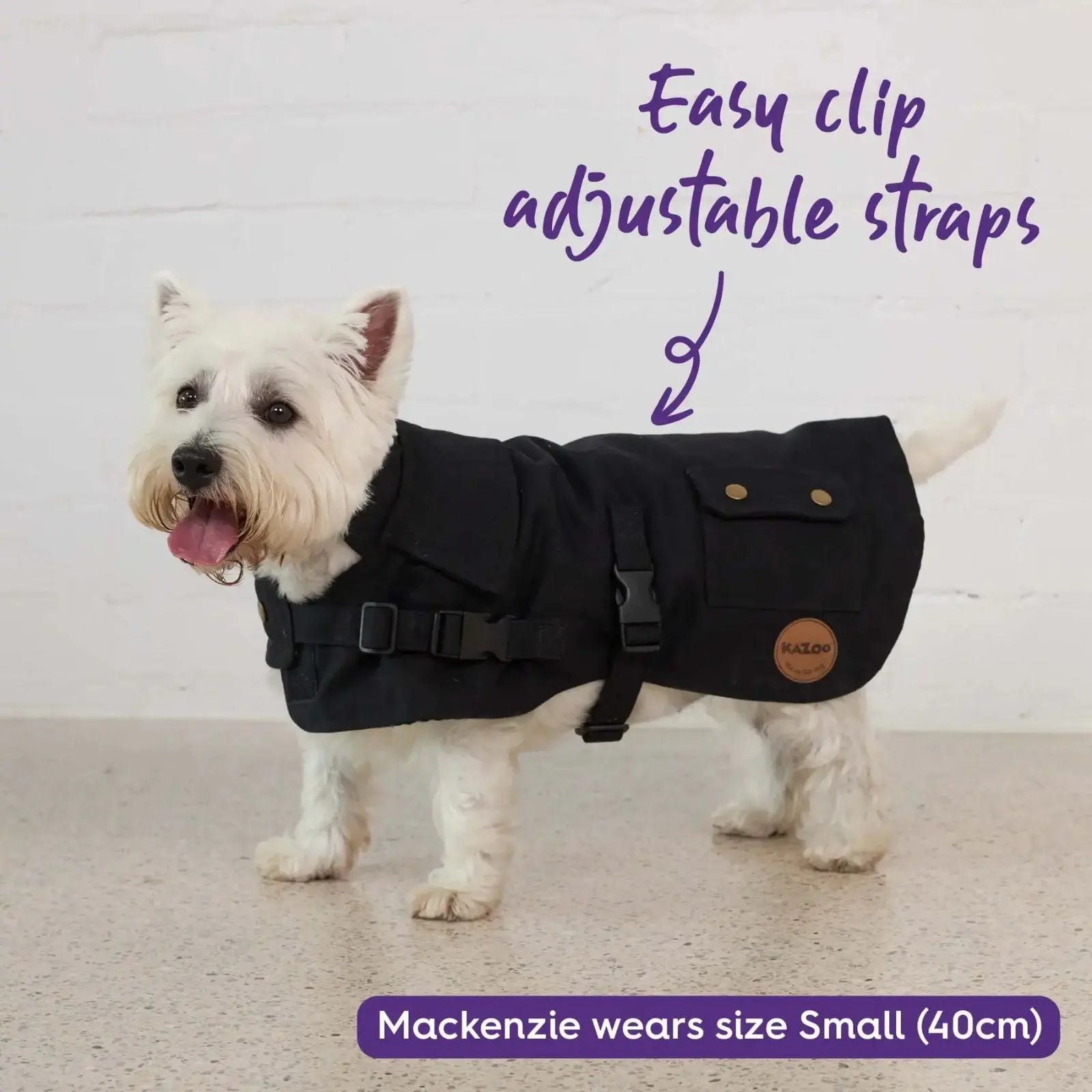 Kazoo Aussie Oilskin Waterproof Dog Coat - Black Kazoo
