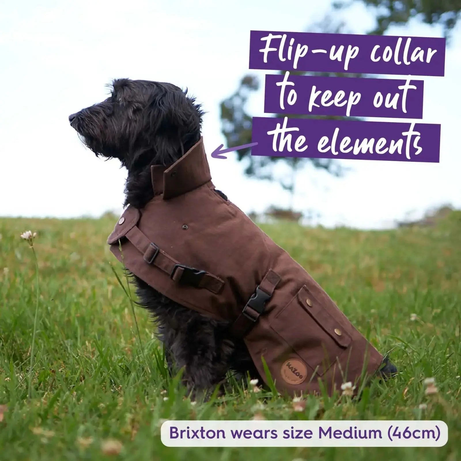 Kazoo Aussie Oilskin Waterproof Dog Coat - Brown Kazoo