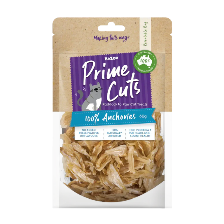 Kazoo Prime Cuts Anchovies 60g For Cats Prime Cuts