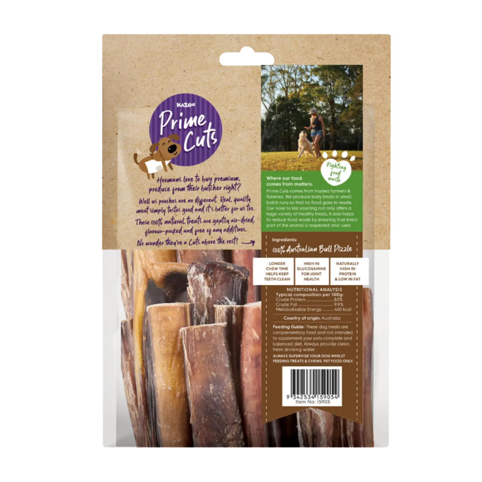 Kazoo Prime Cuts Aussie Bull Chews - 300g Prime Cuts
