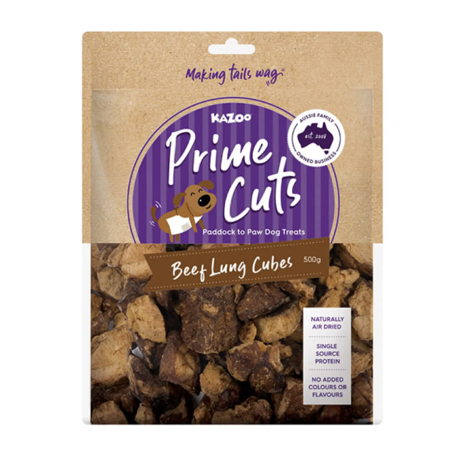 Kazoo Prime Cuts Beef Lung Cubes Dog Treats Prime Cuts