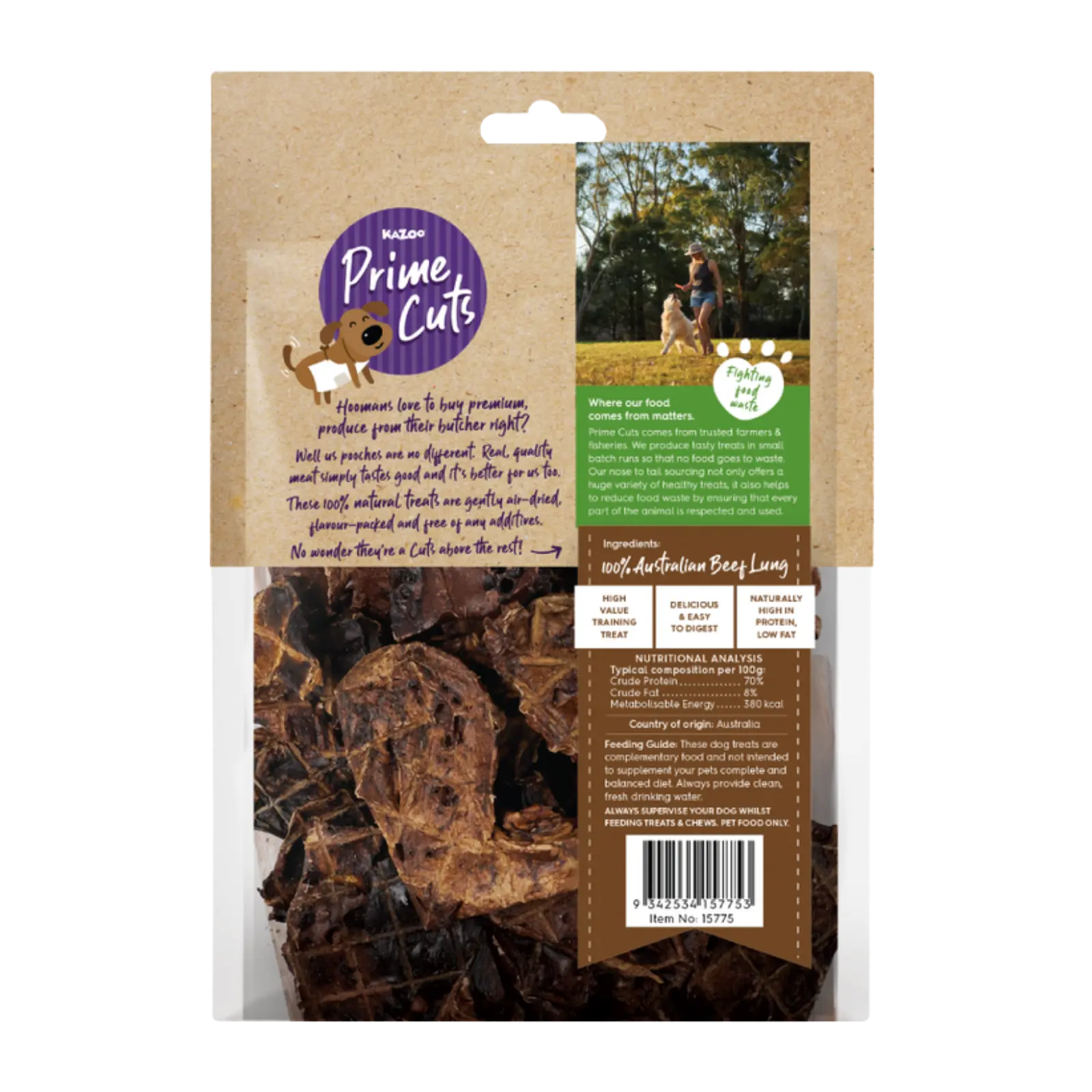 Kazoo Prime Cuts Beef Lung Cubes Dog Treats Prime Cuts