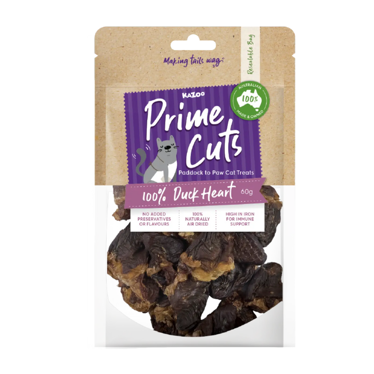 Kazoo Prime Cuts Duck Heart 60g For Cats Prime Cuts