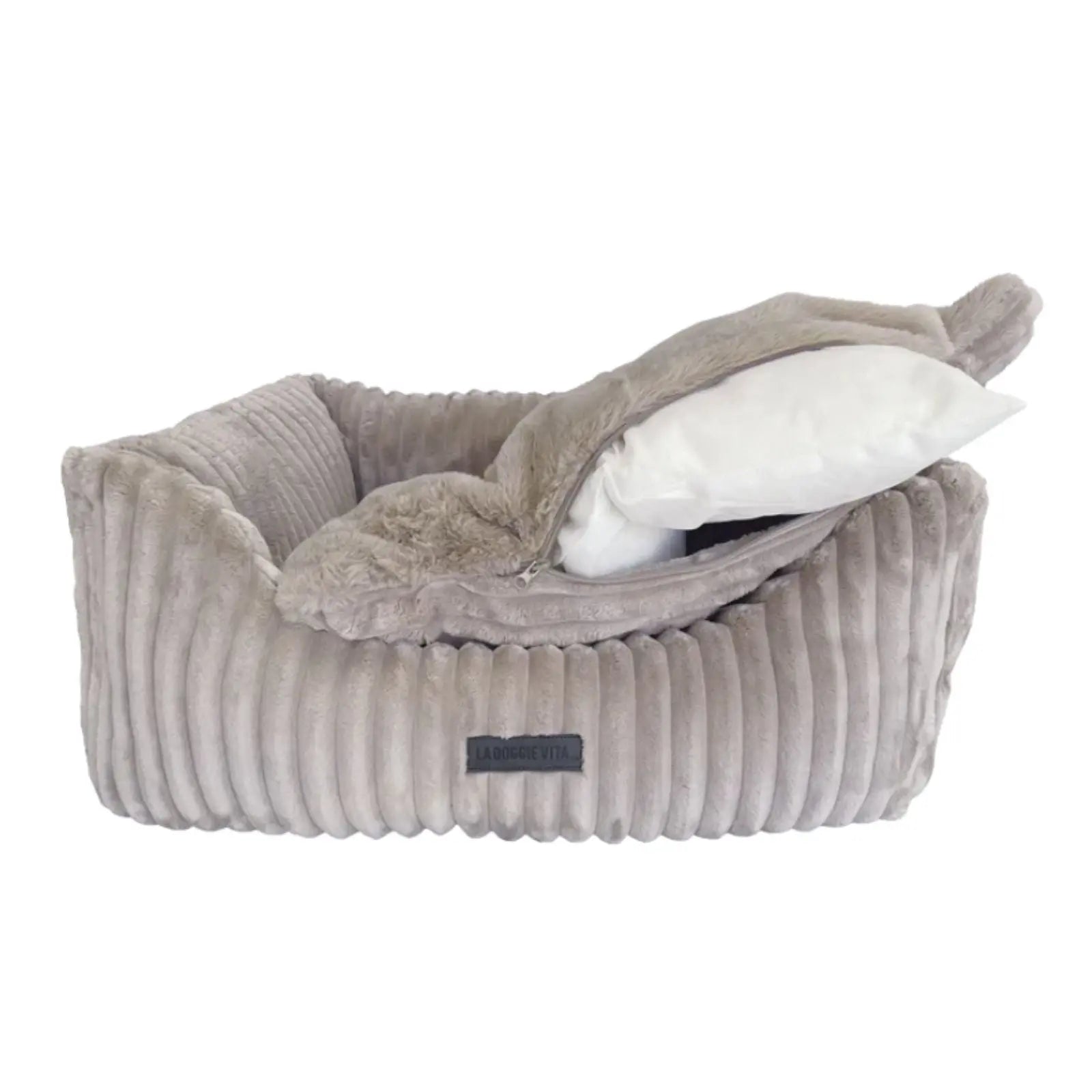 La Doggie Vita Low Front Velour Corduroy Mousse Bolster Dog Bed La Doggie Vita
