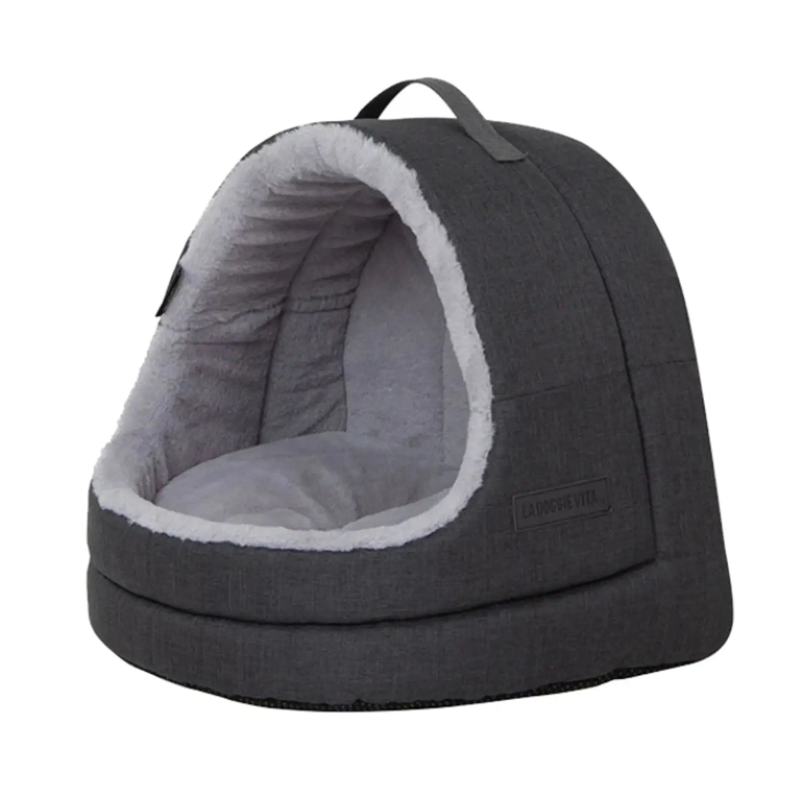 La Doggie Vita Water Resistant Oxford Charcoal Hooded Cat Bed La Doggie Vita