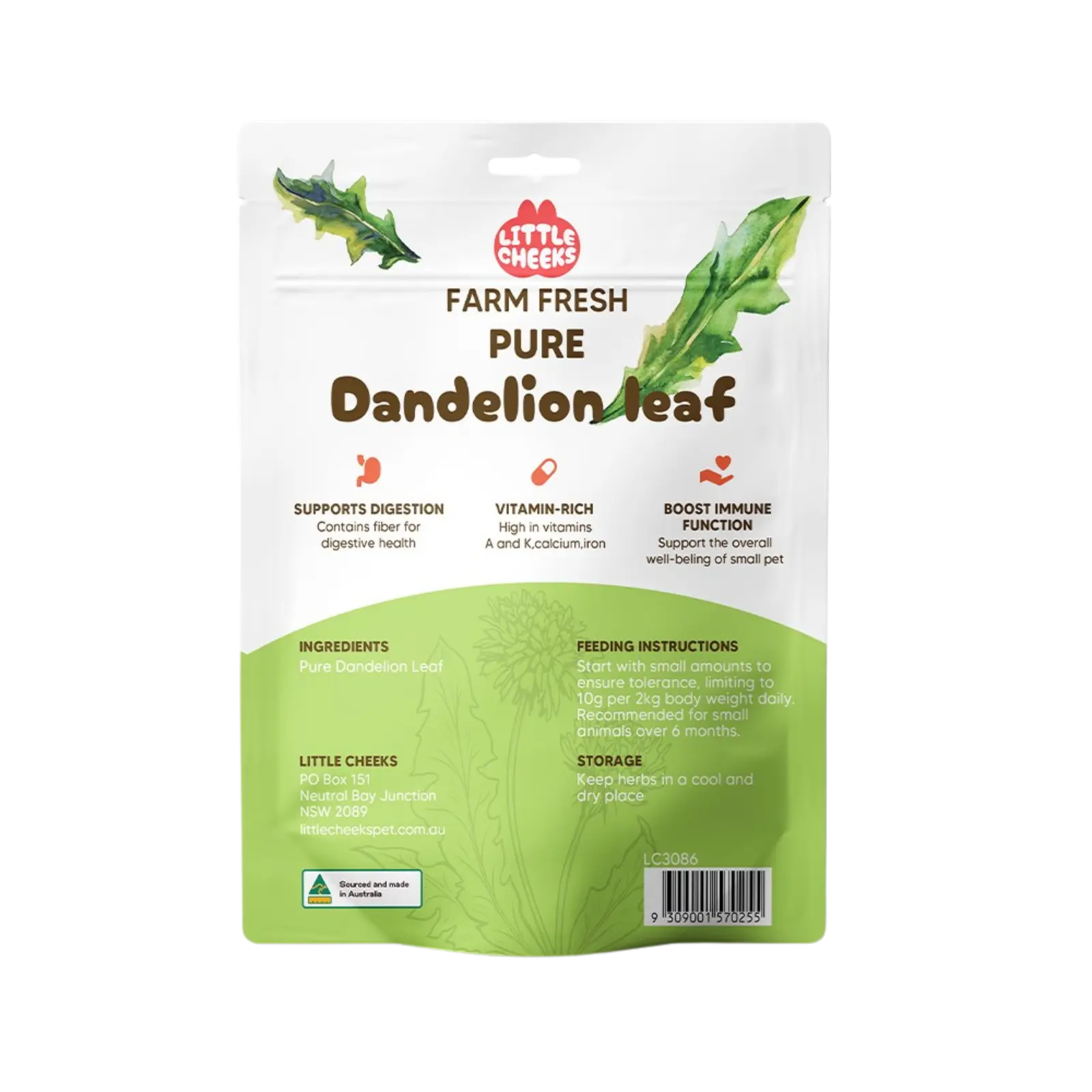 Little Cheeks Farm Fresh Pure Dandelion Leaf 50g Little Cheeks