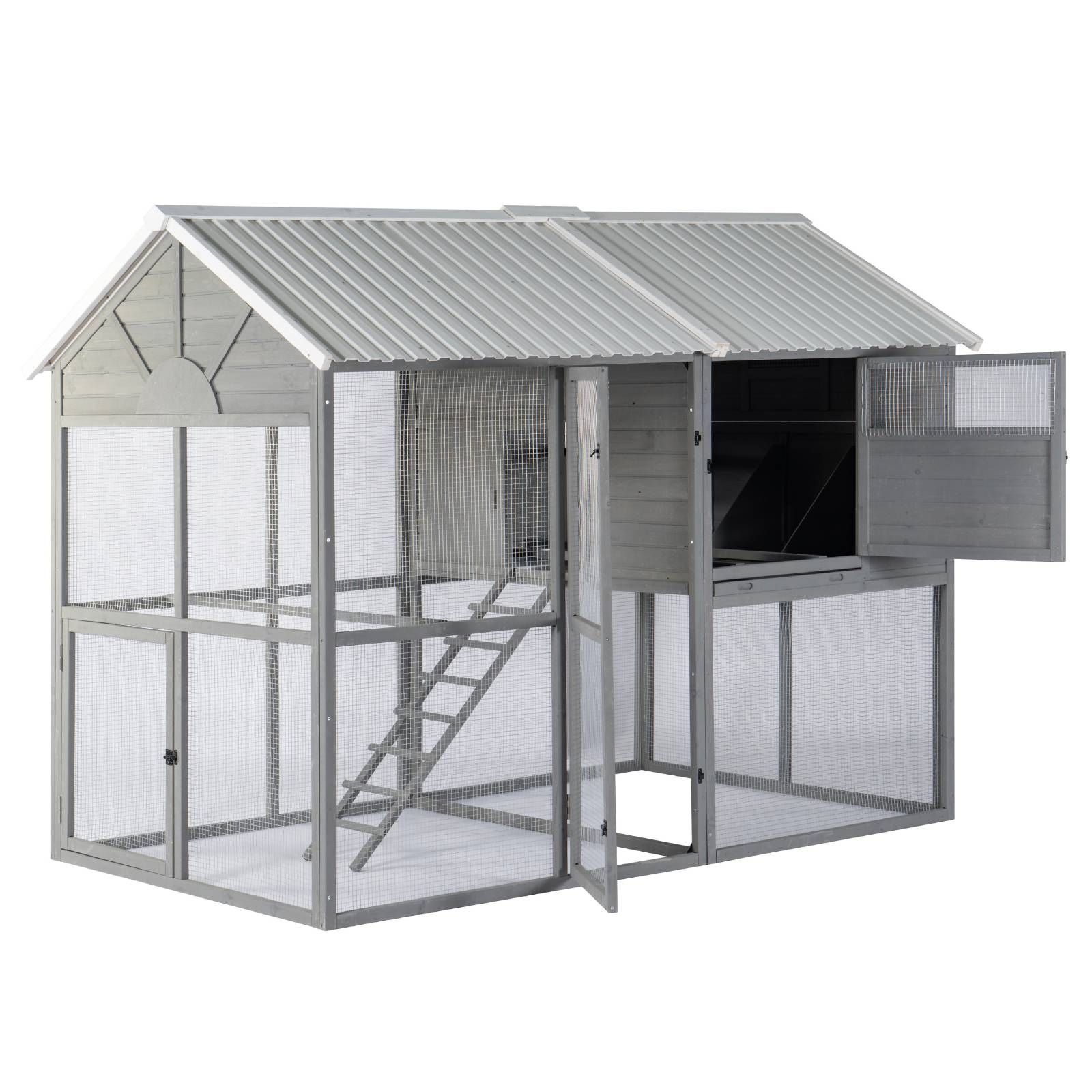 KPets Outdoor Chicken Wood & Metal Coop - Mansion