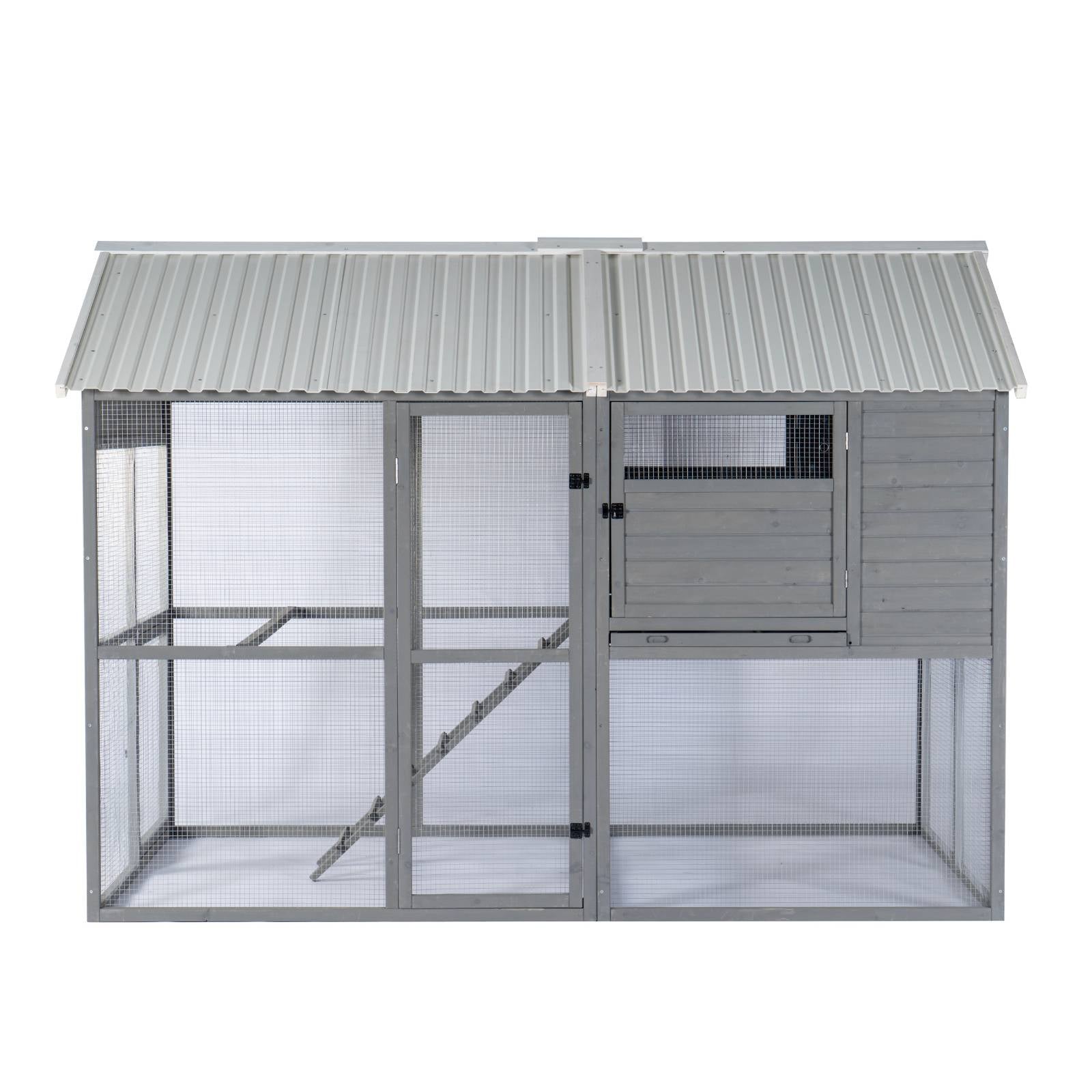 KPets Outdoor Chicken Wood & Metal Coop - Mansion