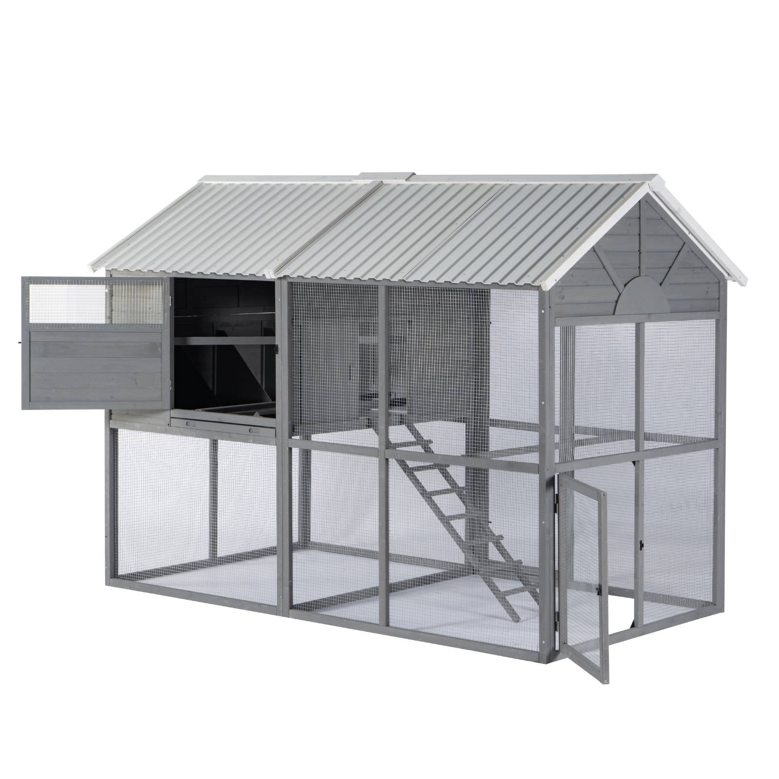 KPets Outdoor Chicken Wood & Metal Coop - Mansion