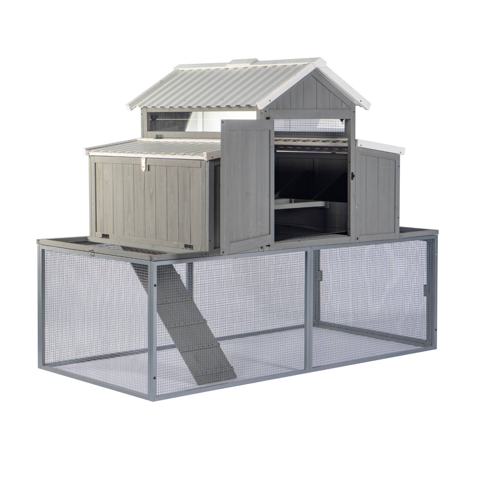 KPets Outdoor Chicken Wood & Metal Coop - Villa