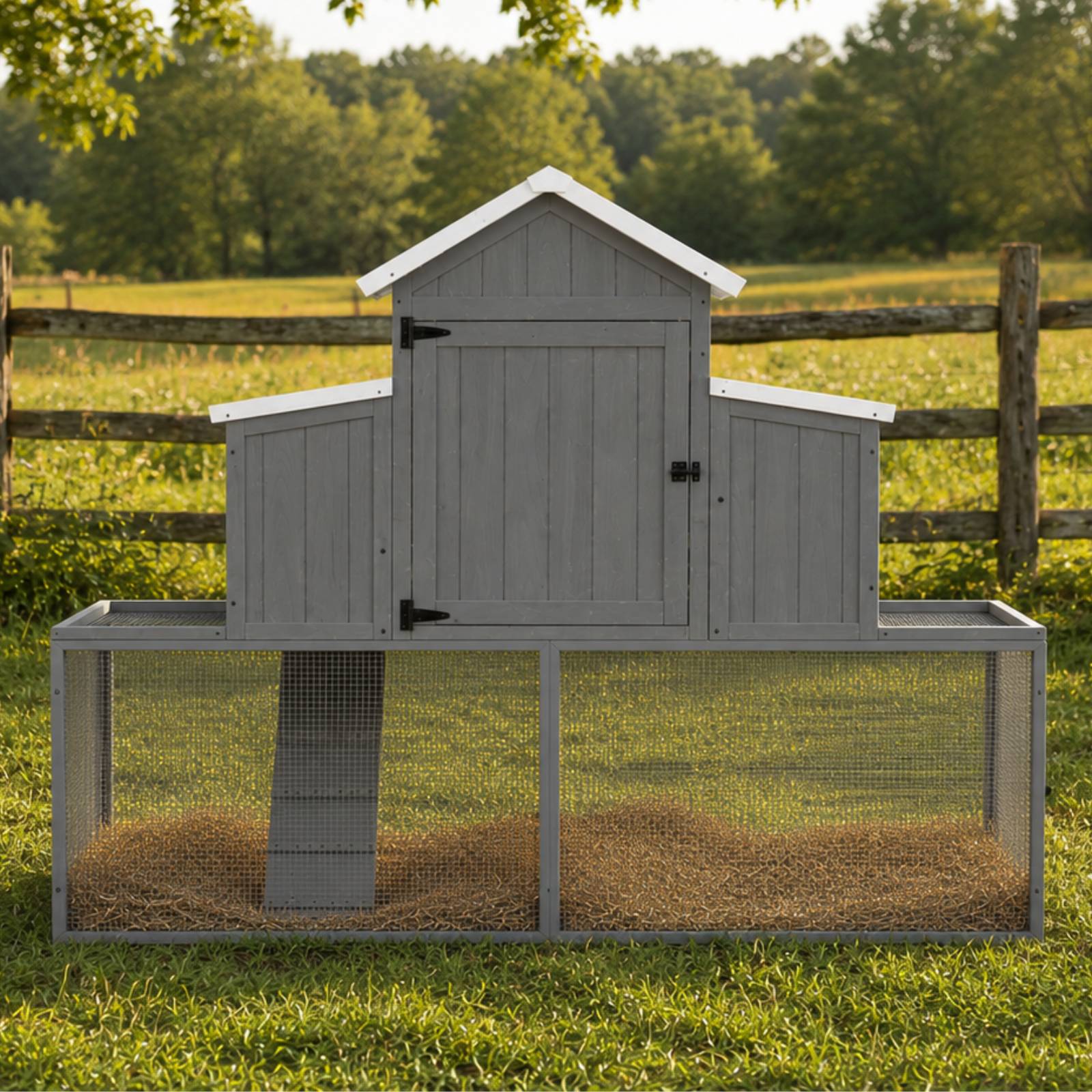 KPets Outdoor Chicken Wood & Metal Coop - Villa